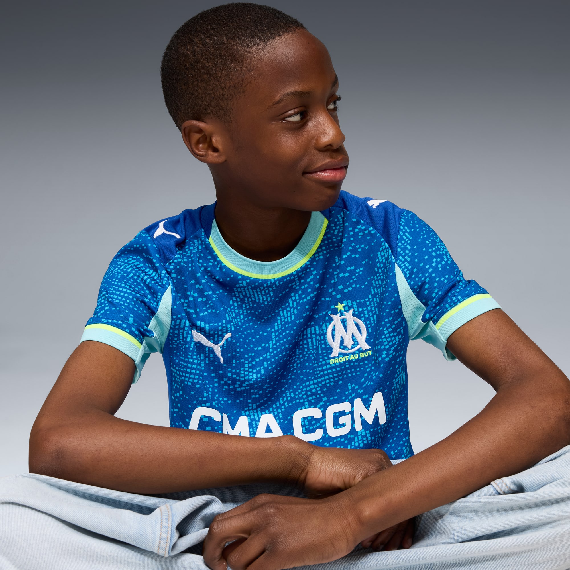 Olympique de Marseille 25/26 Ausweichtrikot Teenager, Vivid Blue-Bleu Azur, large