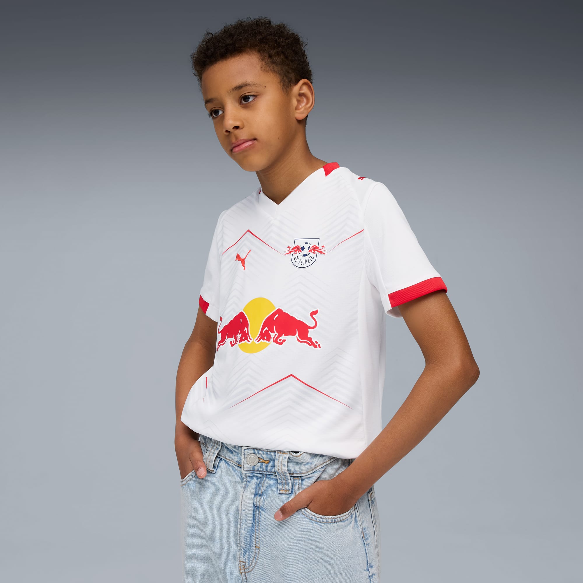 RB Leipzig 25/26 Home Jersey Youth, PUMA White-For All Time Red, large
