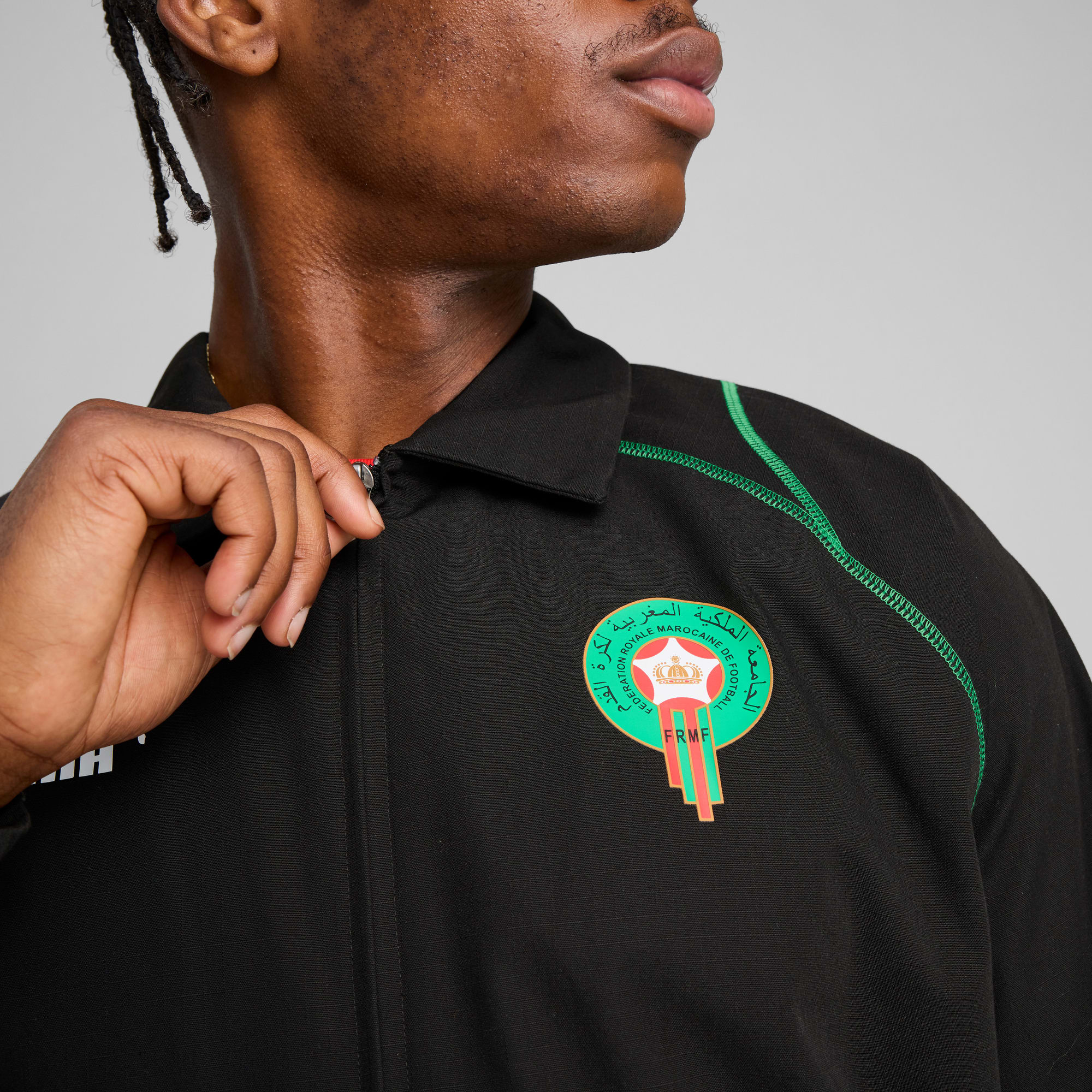 Morocco ftblStatement Track Jacket Men, PUMA Black-PUMA Red-Archive Green, large