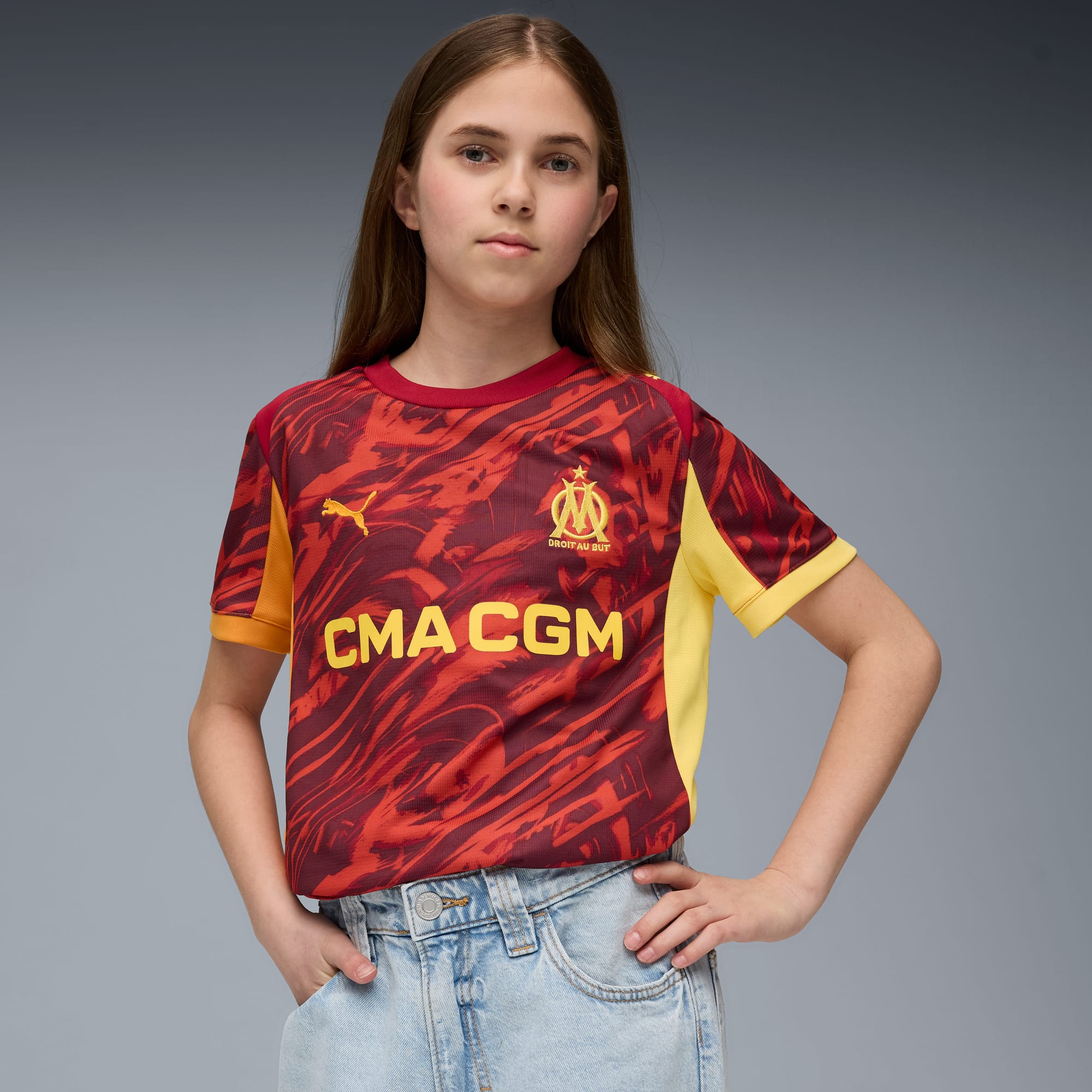 Olympique de Marseille 25/26 Goalkeeper Jersey Youth, Dark Crimson-Sunny Yellow-Dark Poppy, large