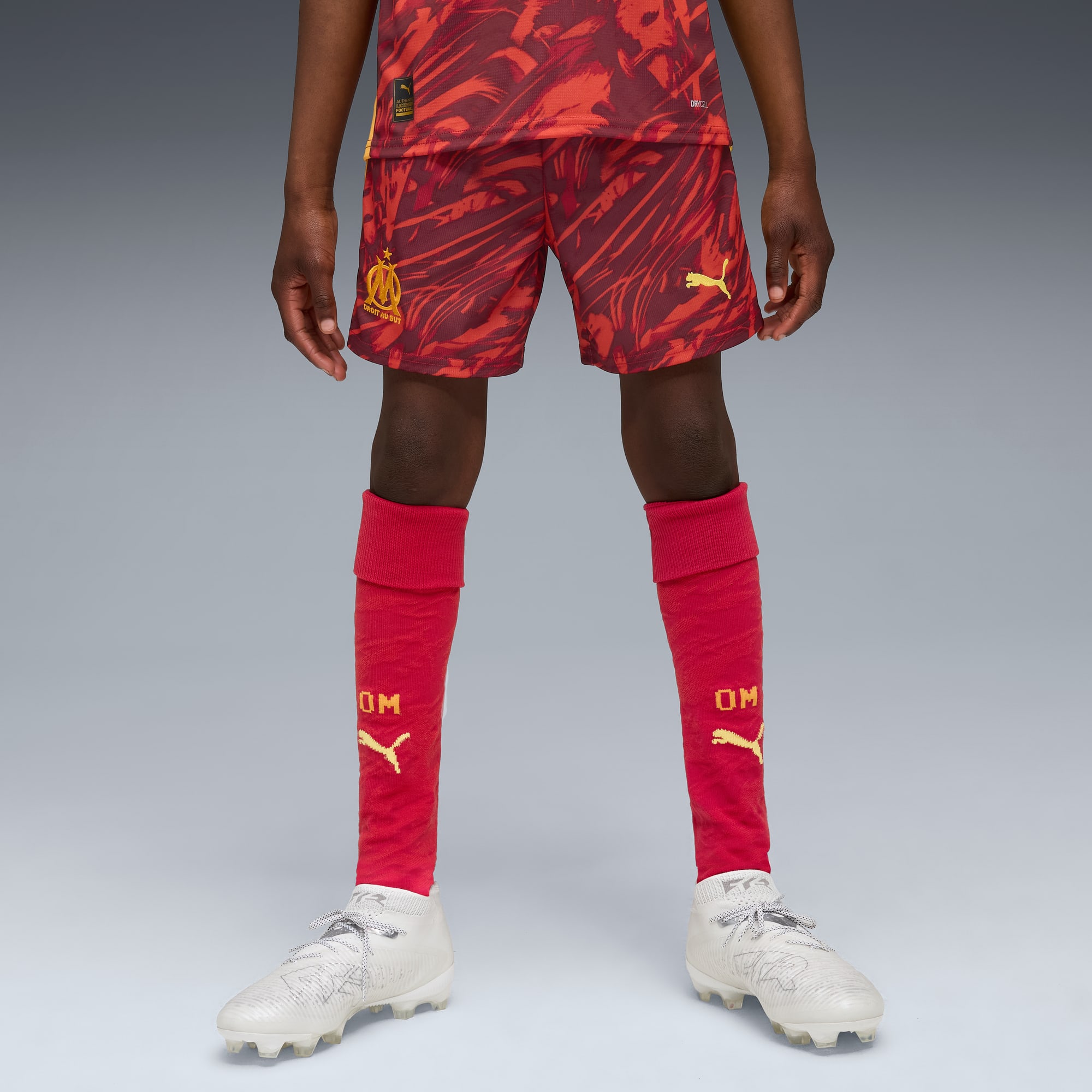 Olympique de Marseille 25/26 Torwartshorts Teenager, Dark Crimson-Sunny Yellow-Dark Poppy, large