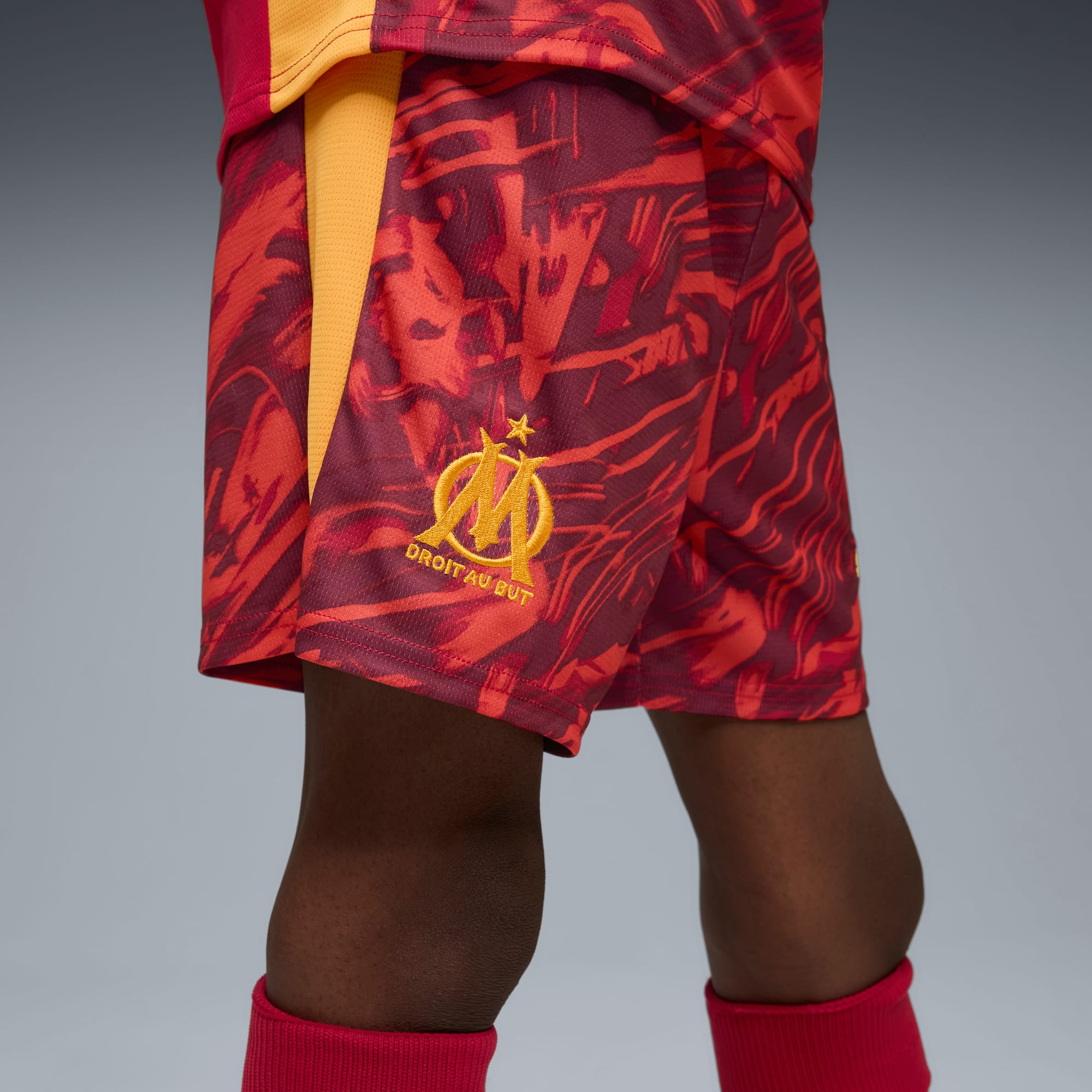 Olympique de Marseille 25/26 Torwartshorts Teenager, Dark Crimson-Sunny Yellow-Dark Poppy, large