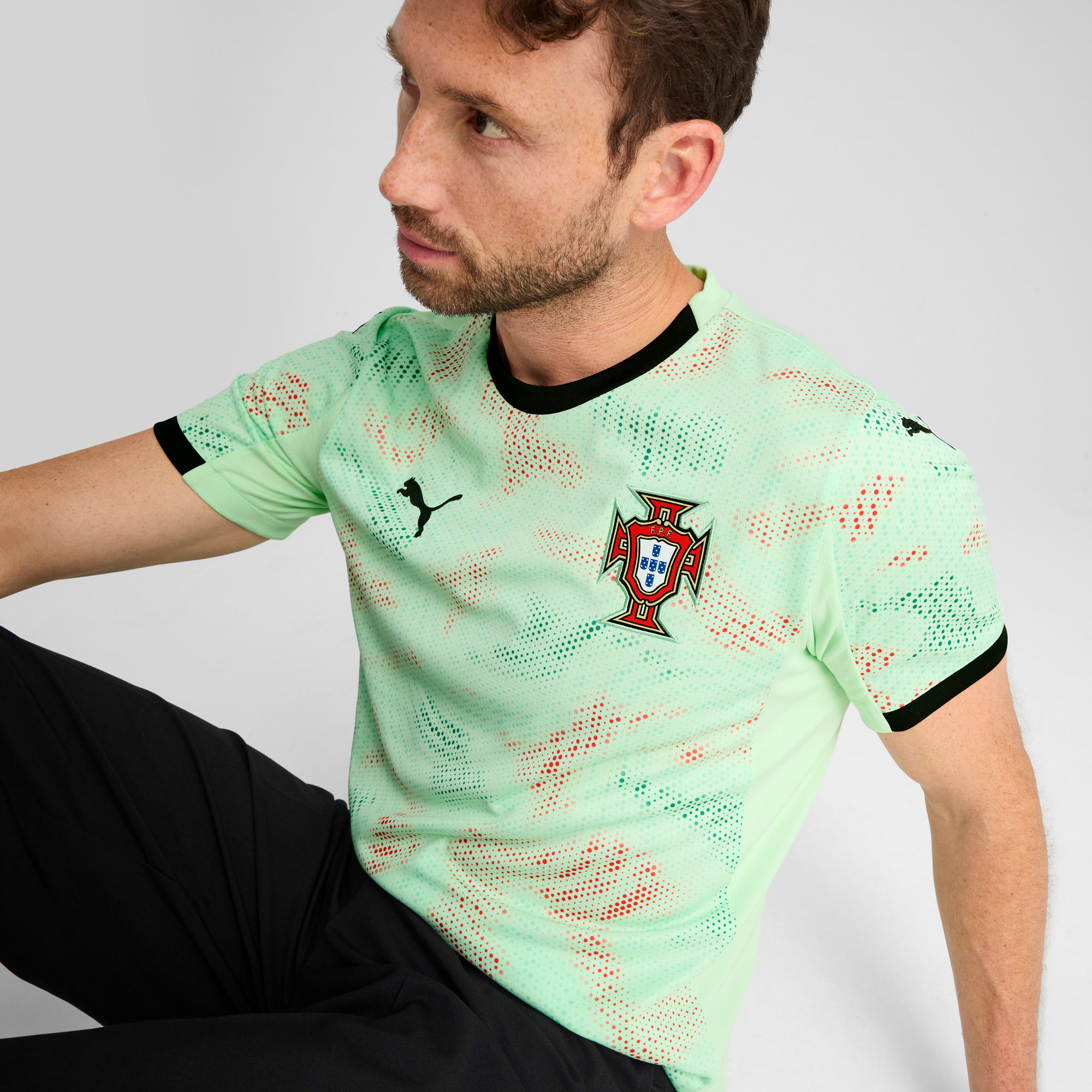 Portugal Women's Team 2025 Away Jersey Men, Fresh Mint-PUMA Black, large