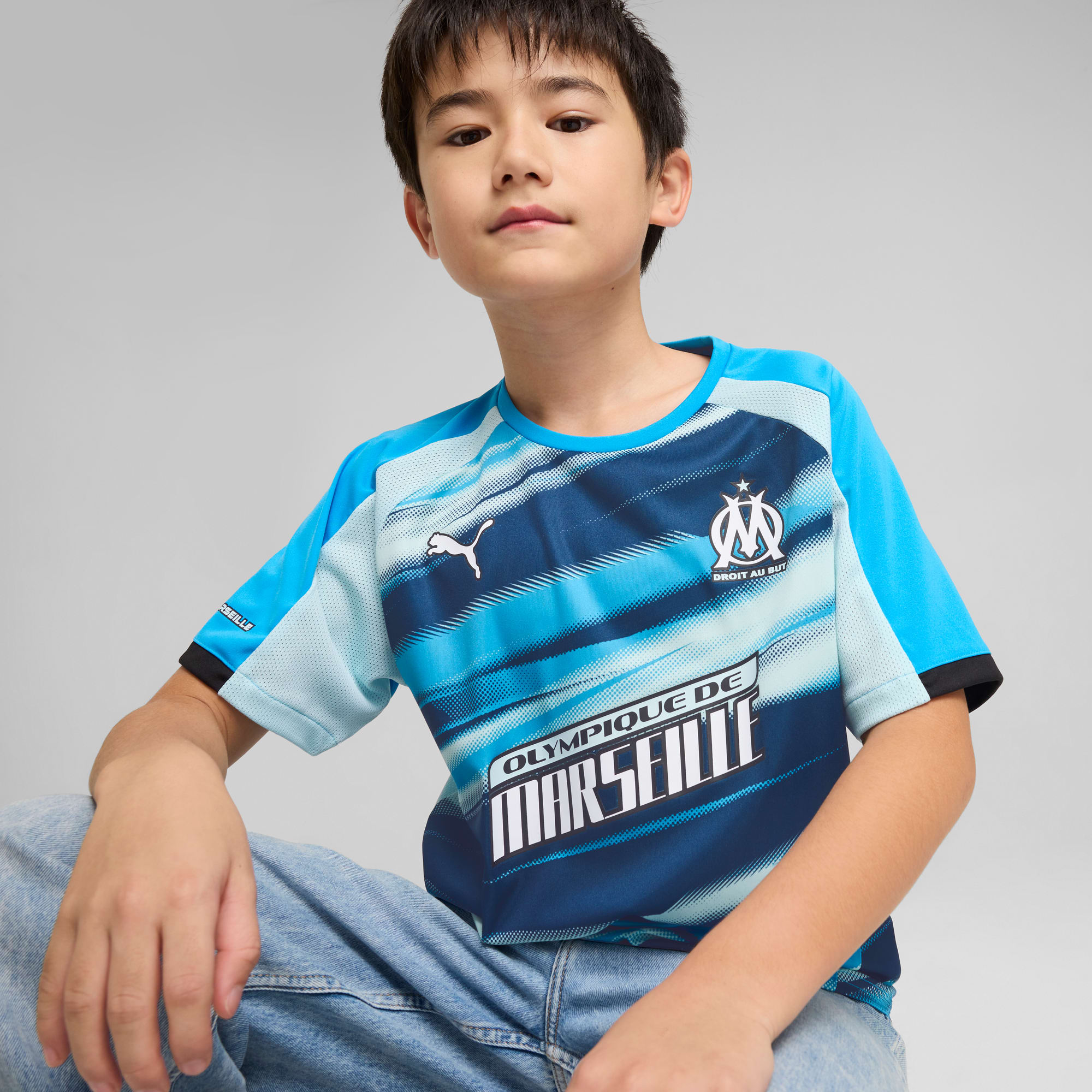 Olympique de Marseille Faster Jersey Youth, Bleu Azur-Nitro Blue, large