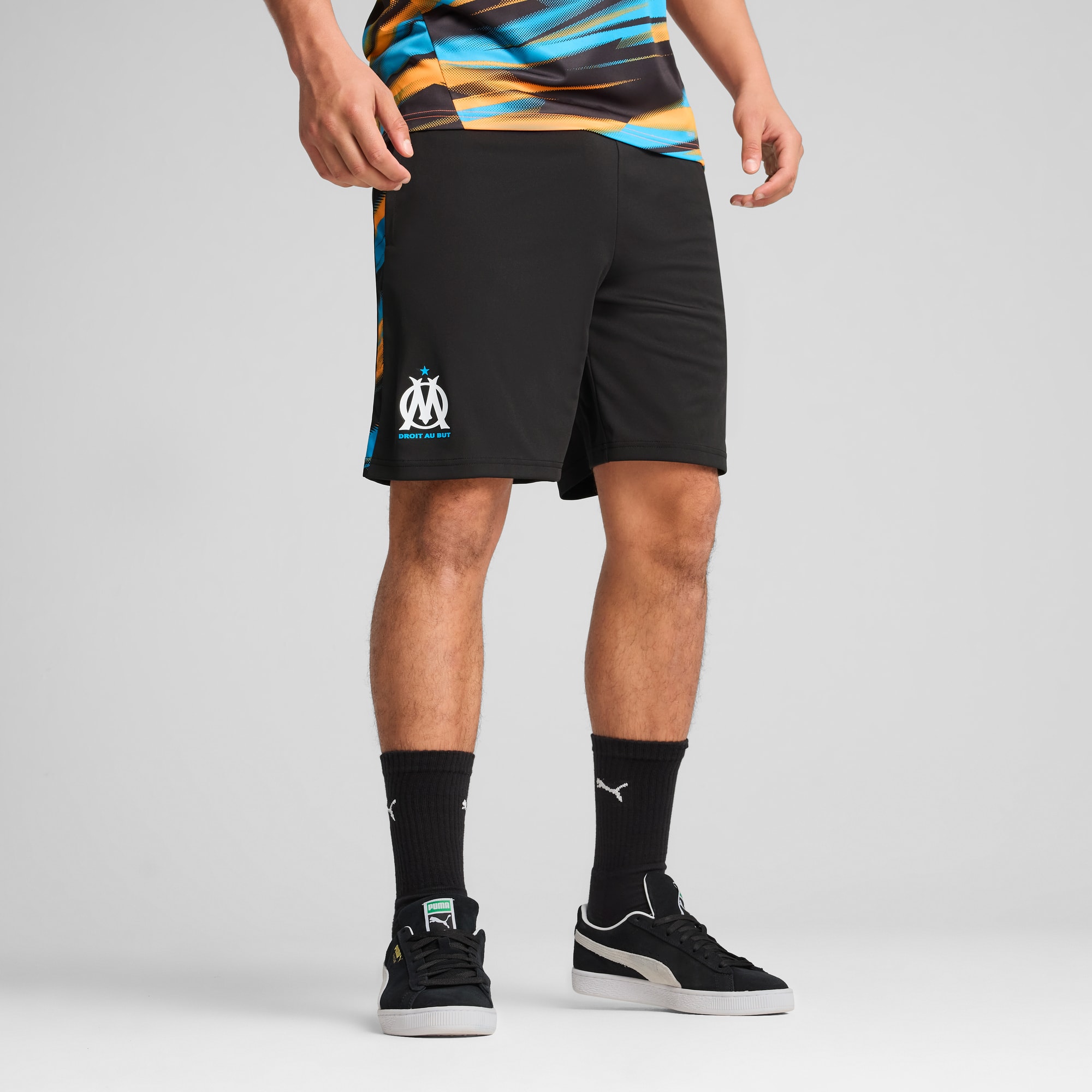 Olympique de Marseille Faster Shorts Men, PUMA Black-Heat Fire, large