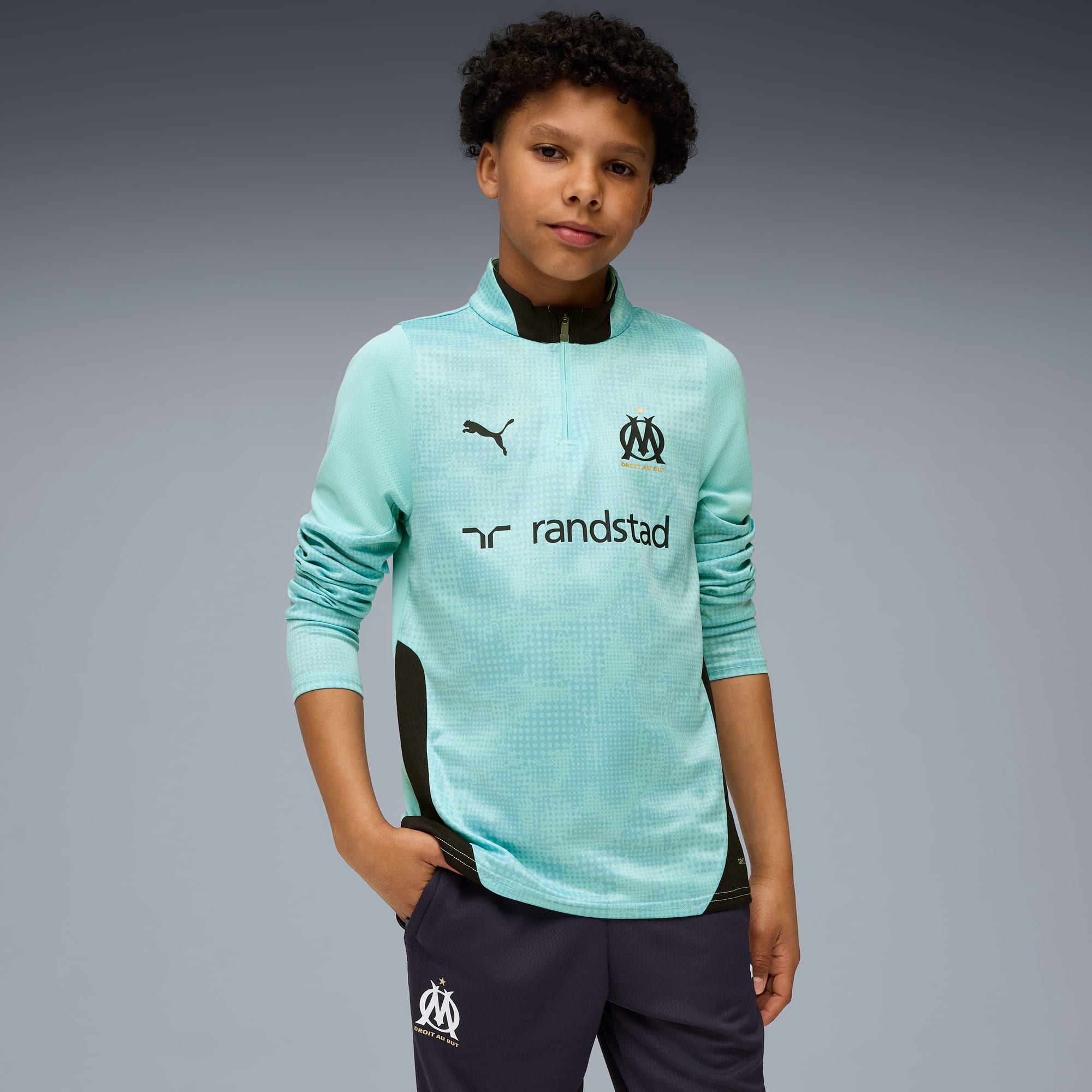 Olympique de Marseille Training Quarter-Zip Top Youth, Safe Lake-New Navy, large
