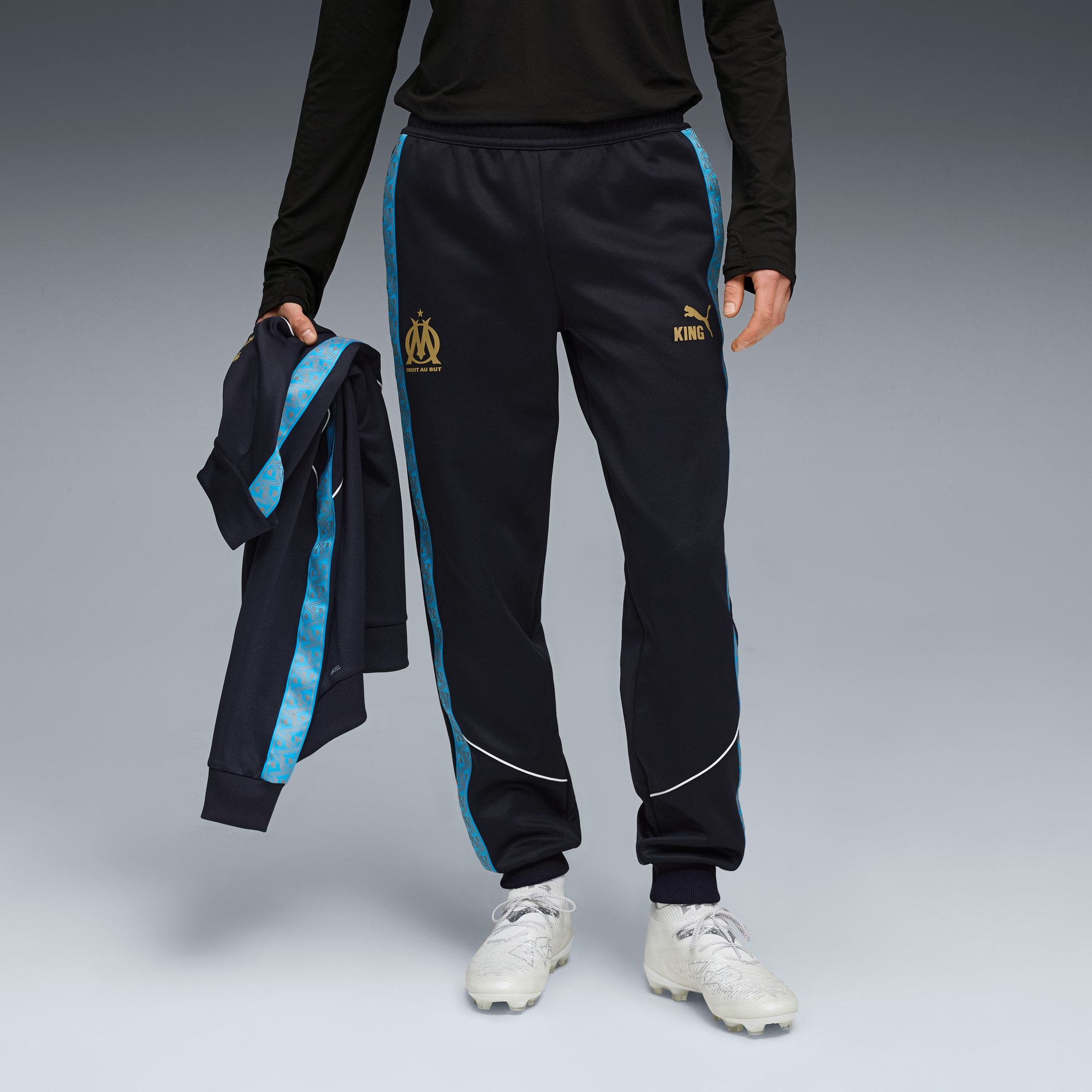 Olympique de Marseille KING Anthem Pants Men, New Navy-Luminous Blue, large