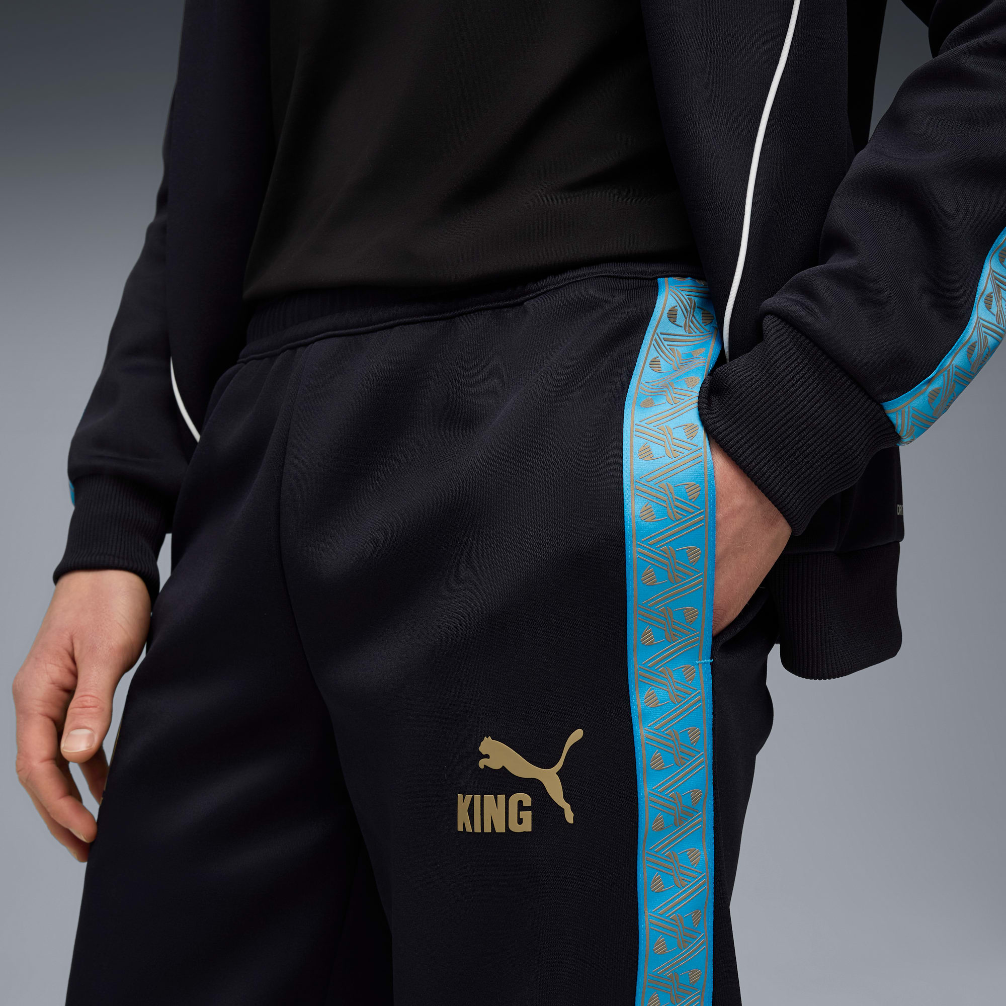 Olympique de Marseille KING Anthem Pants Men, New Navy-Luminous Blue, large