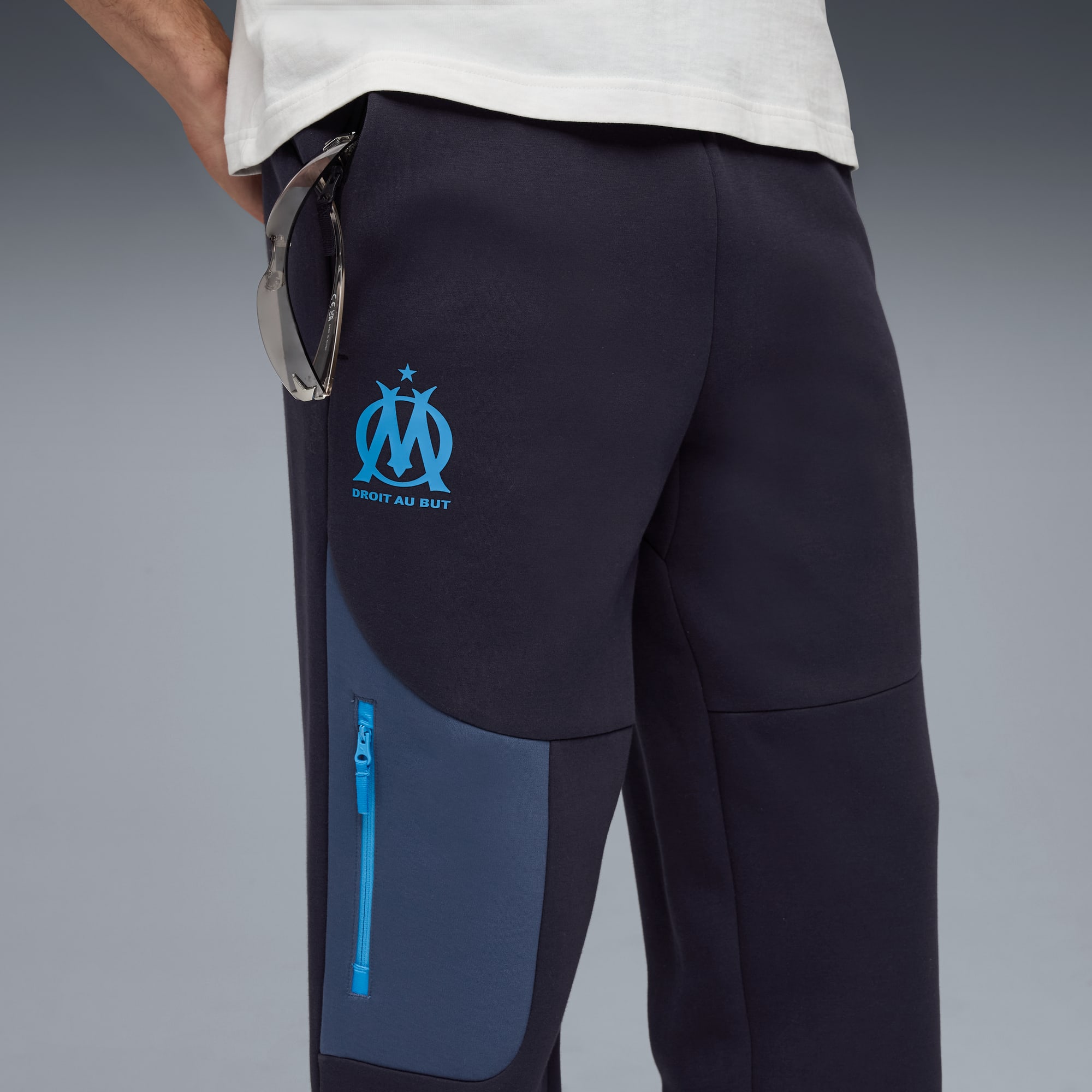Olympique de Marseille PUMATECH sweatpants voor heren, New Navy-Bleu Azur, large