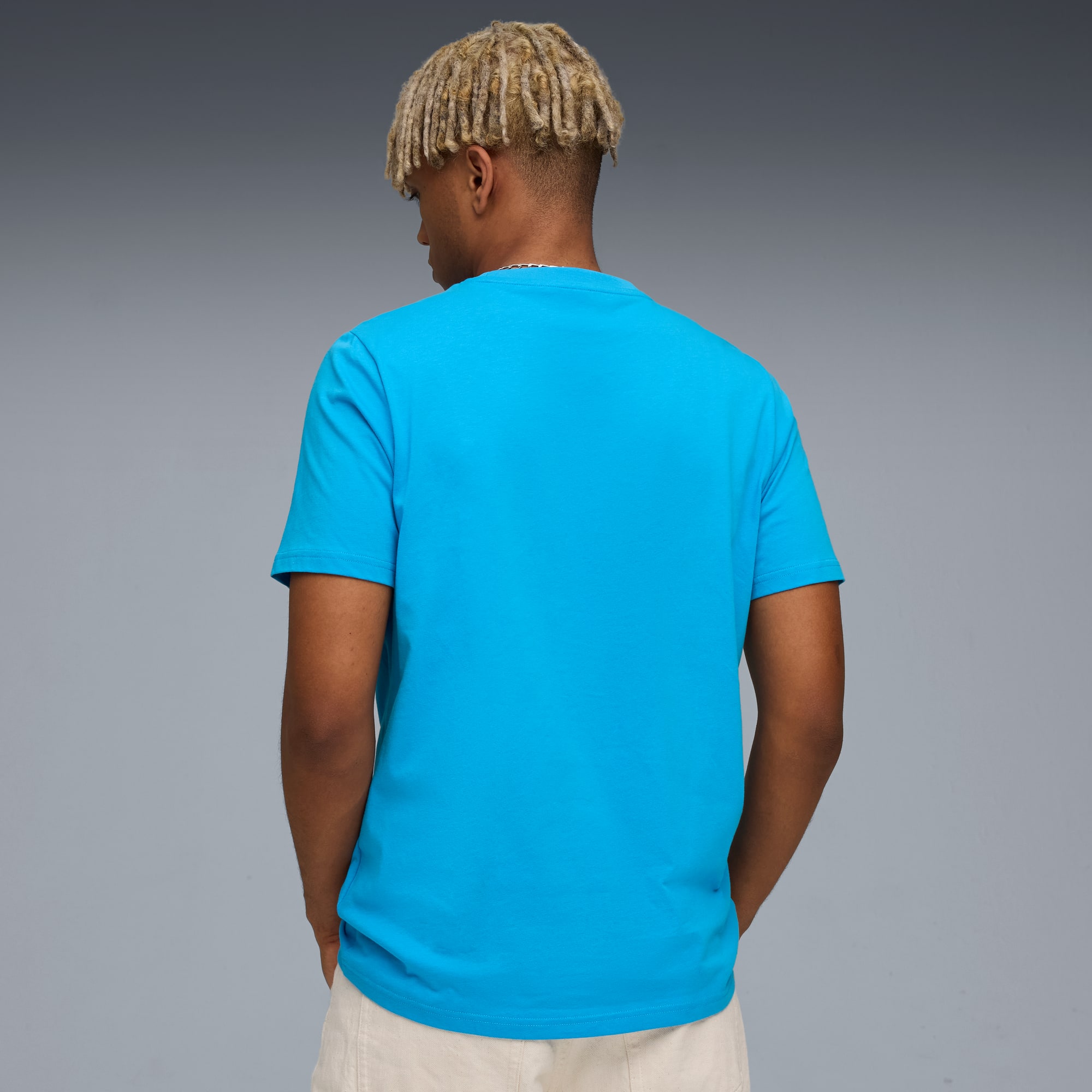 T-shirt con logo Olympique de Marseille KING da uomo, Bleu Azur-Gold, large