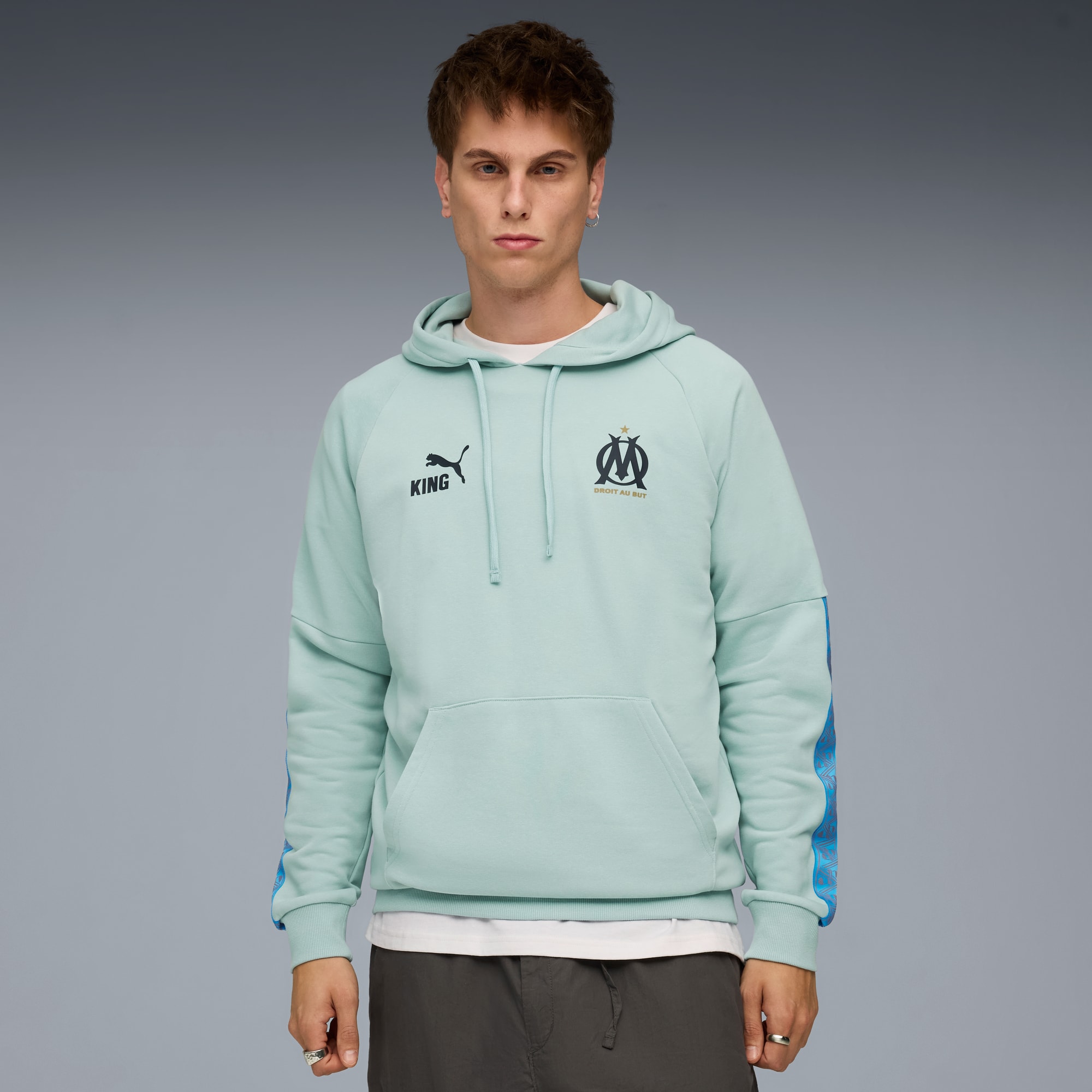 Hoodie KING Olympique de Marseille Homme, Modern Mint-Luminous Blue, large