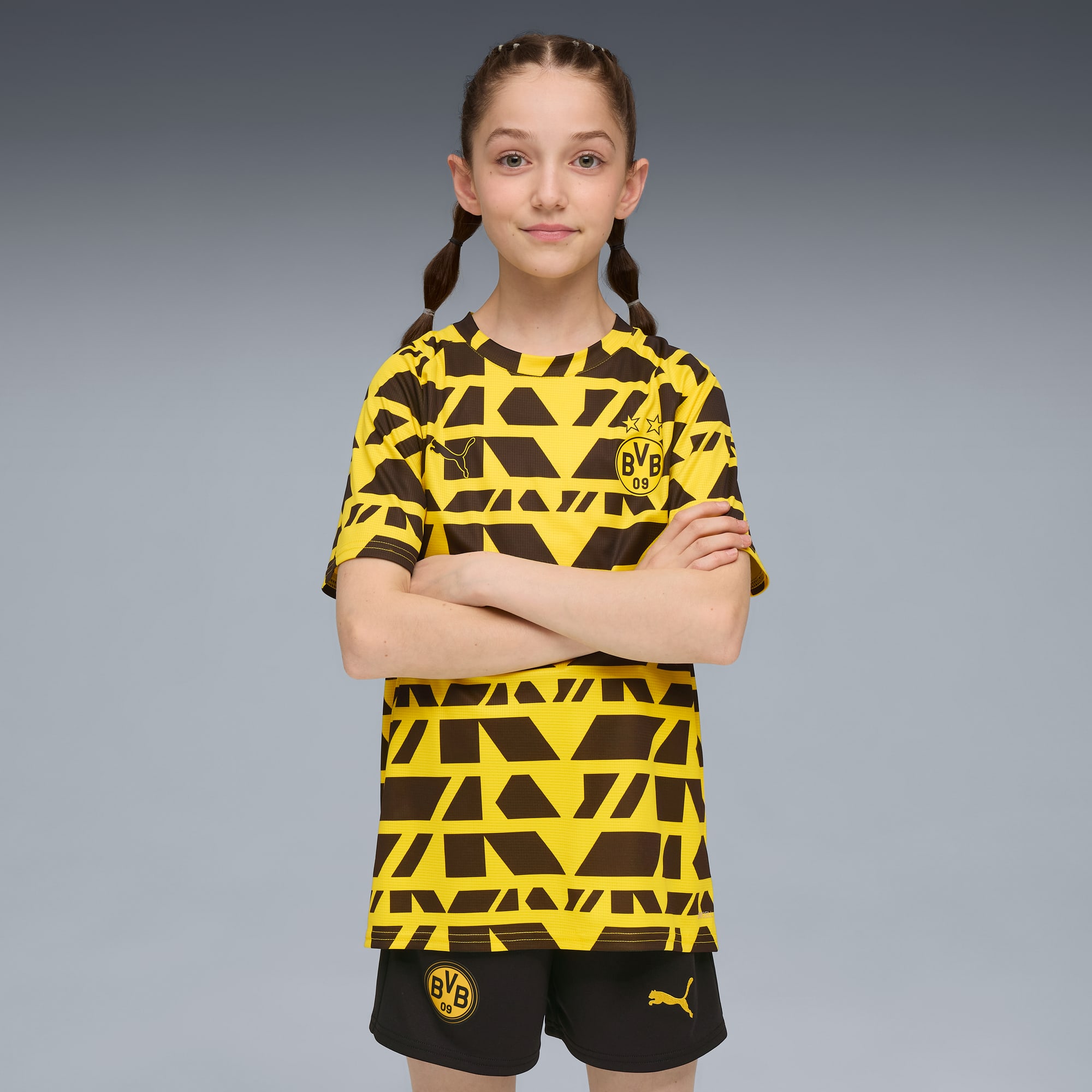Maglia pre-partita Borussia Dortmund per ragazzi, Faster Yellow-PUMA Black, large