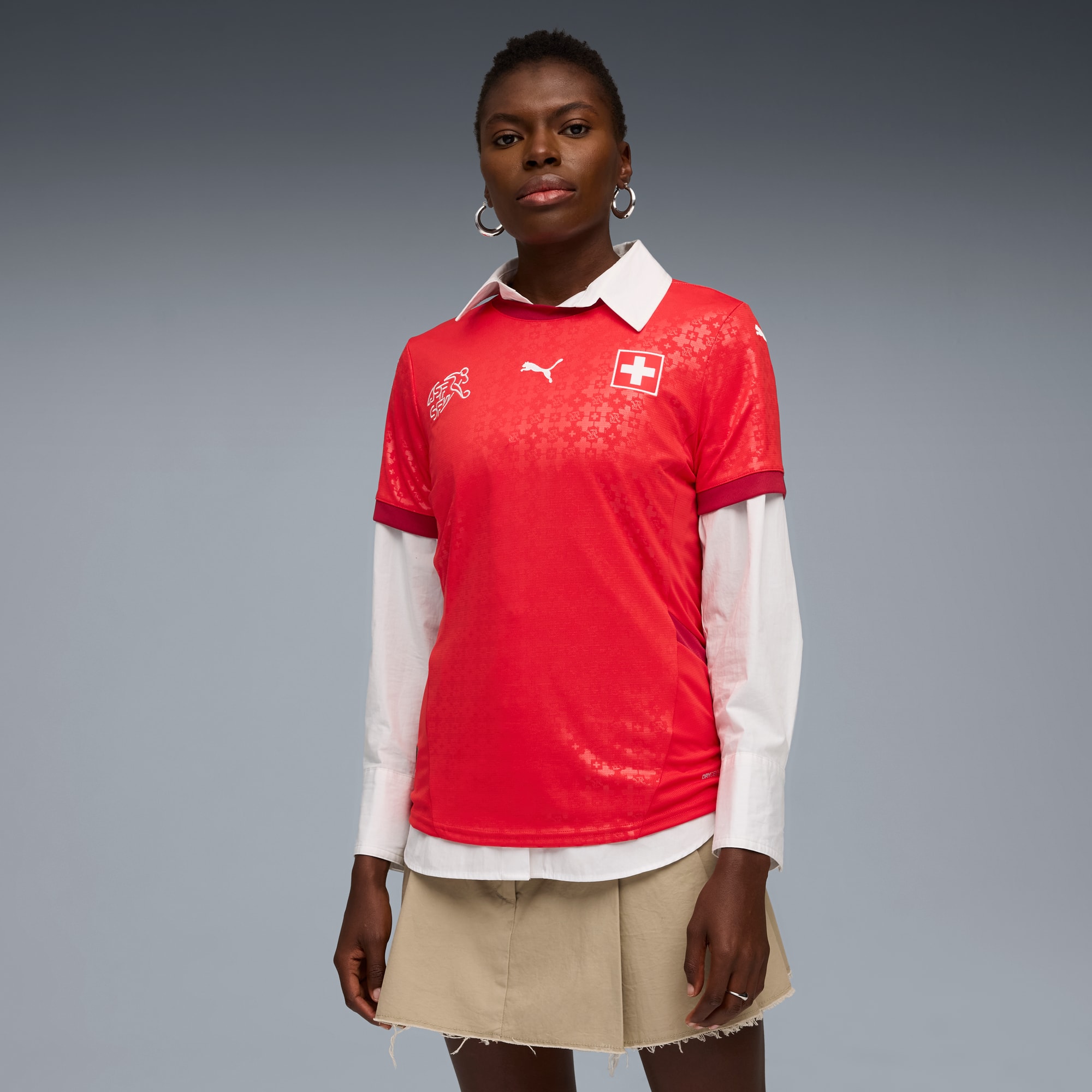 Switzerland Women's Team 2025 Home Jersey Women, PUMA Red-Dark Crimson, large