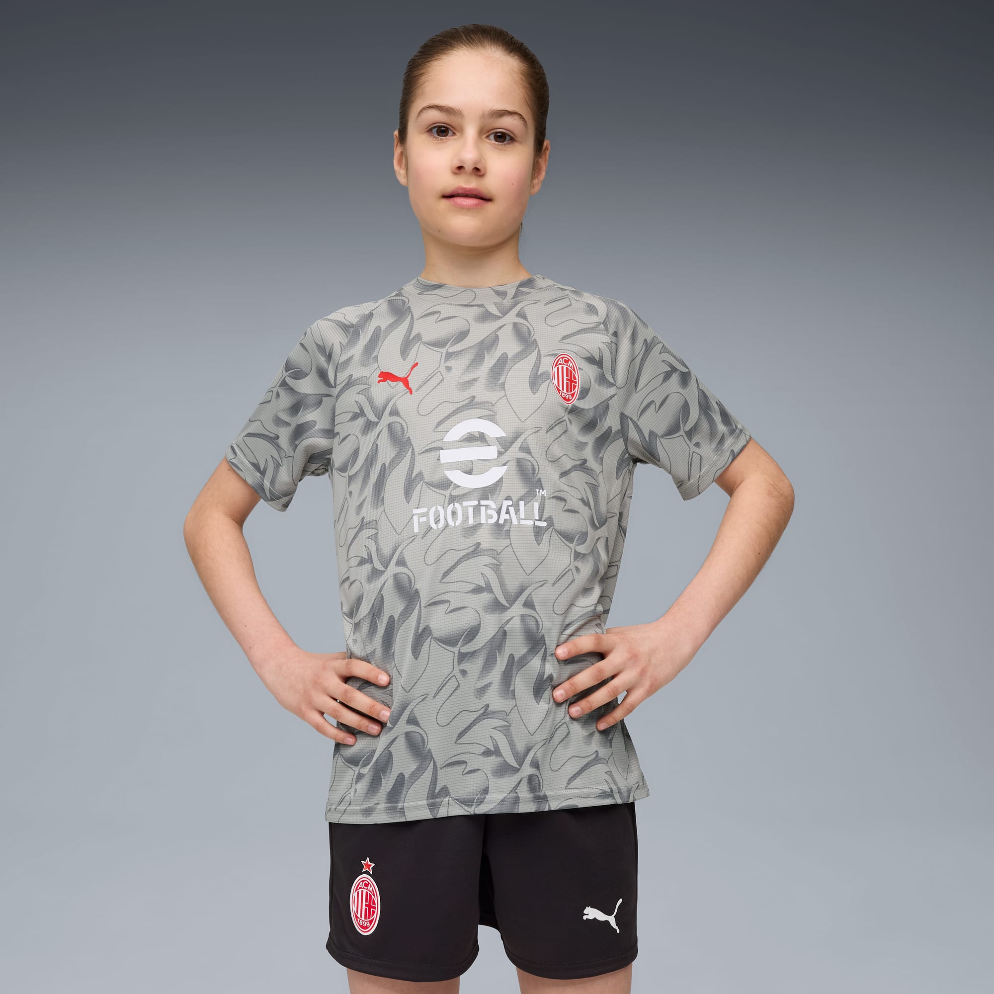 Maillot d’avant-match AC Milan Enfant et Adolescent, Smokey Gray-PUMA White, large
