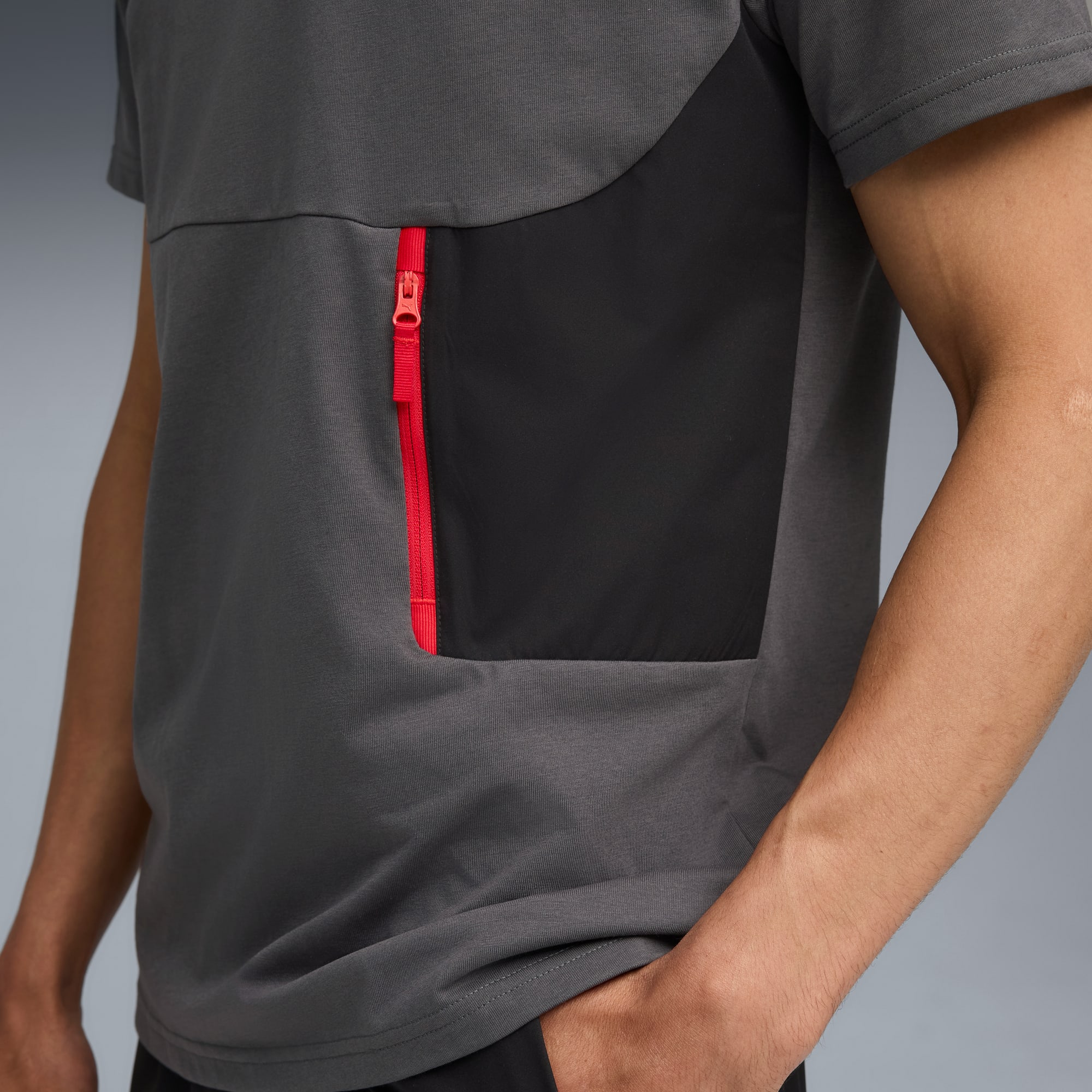 Męska koszulka AC Milan PUMATECH z kieszenią, Shadow Gray-For All Time Red, large