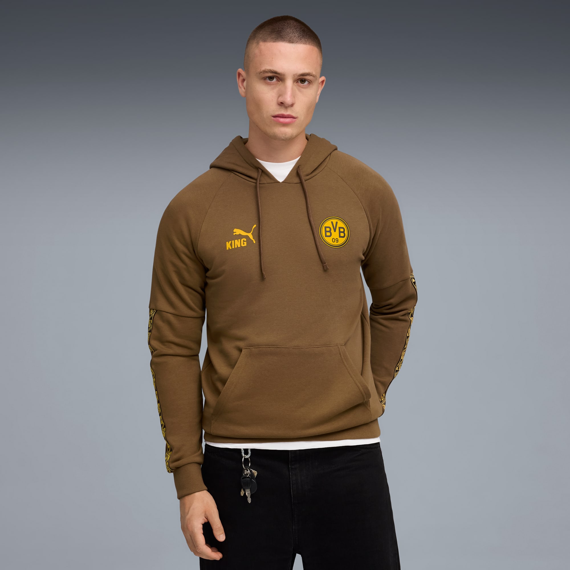 Hoodie KING Borussia Dortmund Homme, Haute Coffee-Yellow Sizzle, large