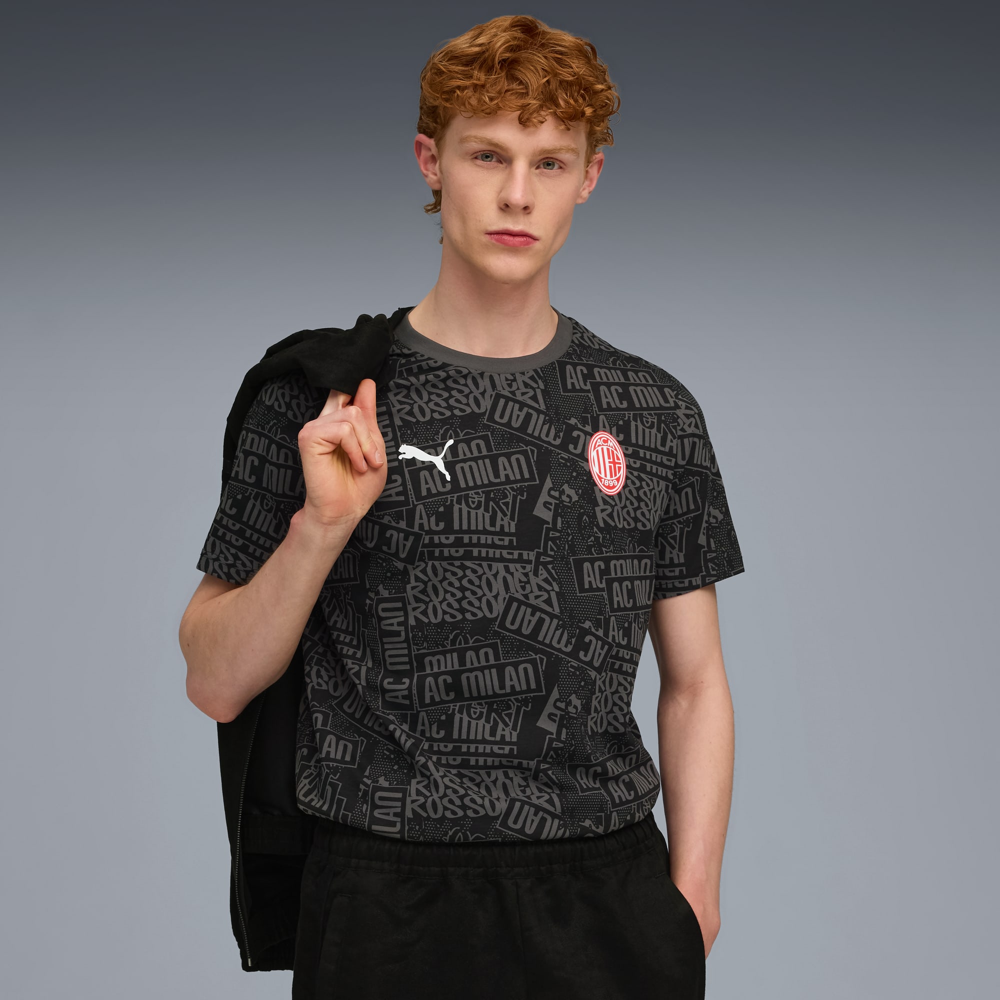 AC Milan FtblCulture All-Over Print Tee Men, PUMA Black-For All Time Red, large