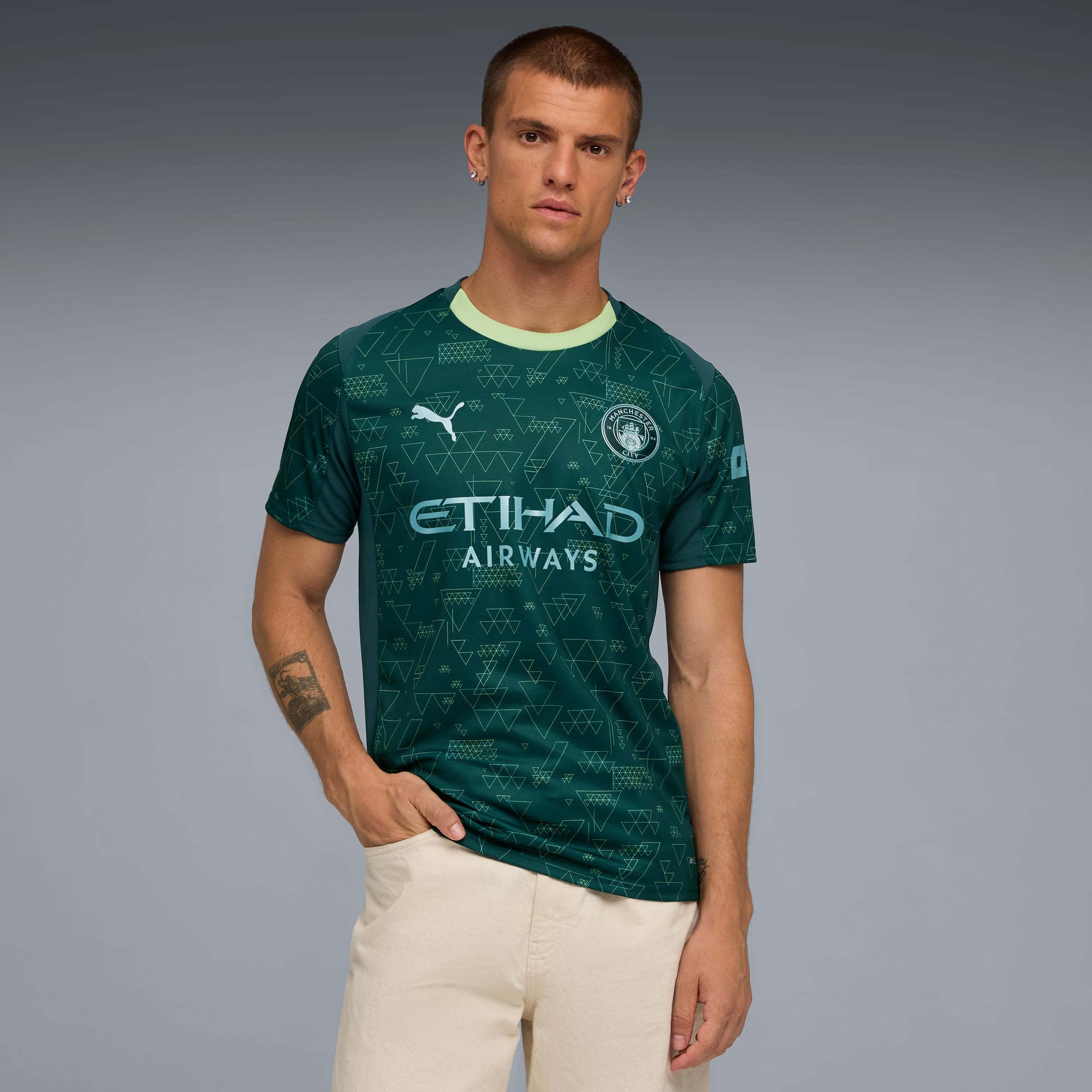 Manchester City 25/26 Fourth Jersey Men, Green Terrain, large