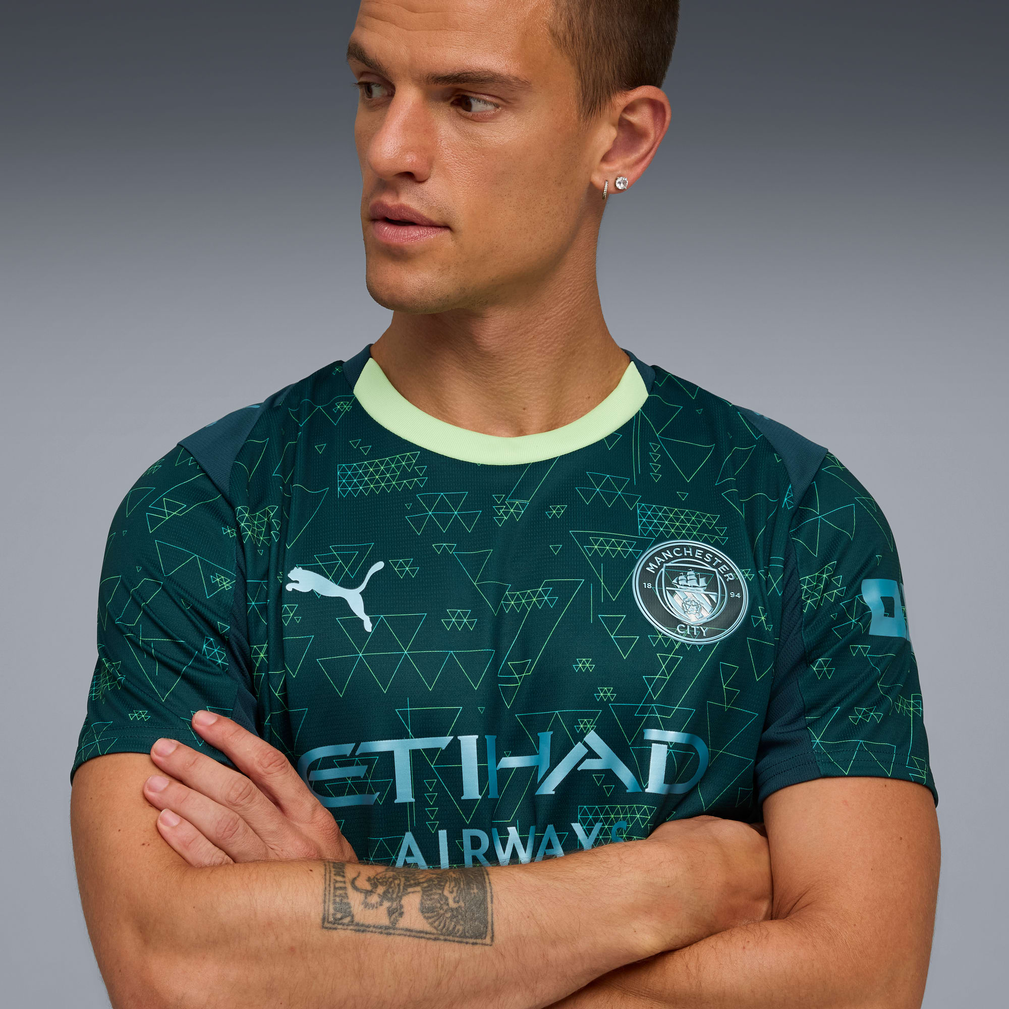 Manchester City 25/26 Fourth Jersey Men, Green Terrain, large
