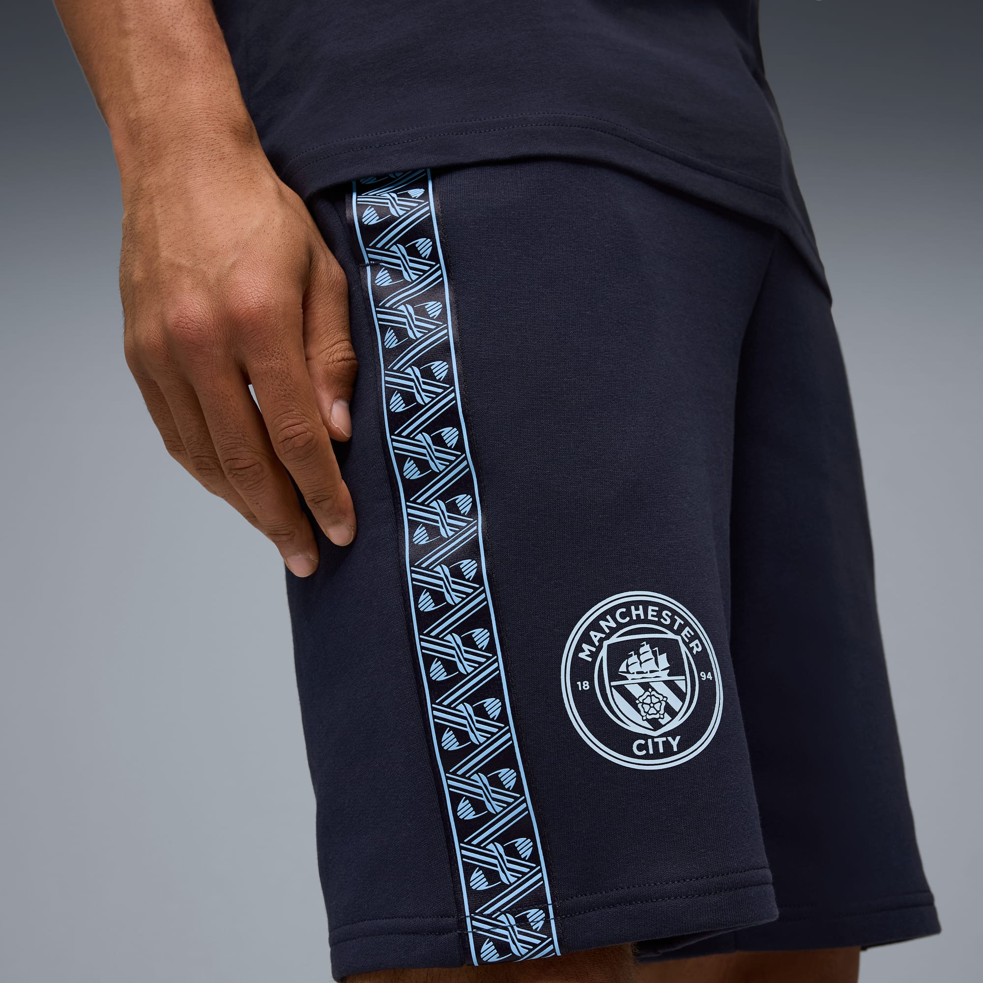 Short molletonné KING Manchester City Homme, Deep Navy-Team Light Blue, large