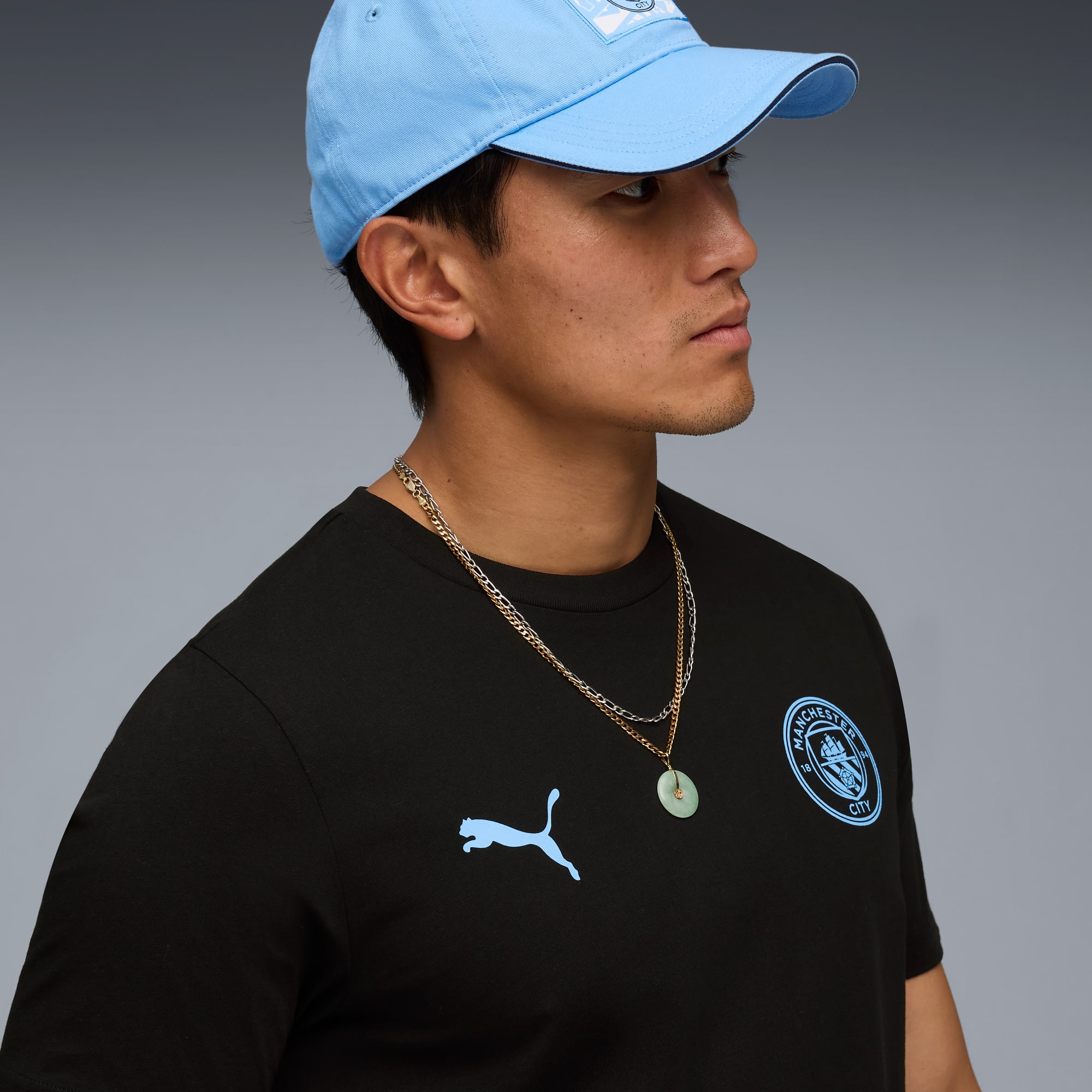 Manchester City FtblEssentials T-shirt voor heren, PUMA Black-Team Light Blue, large
