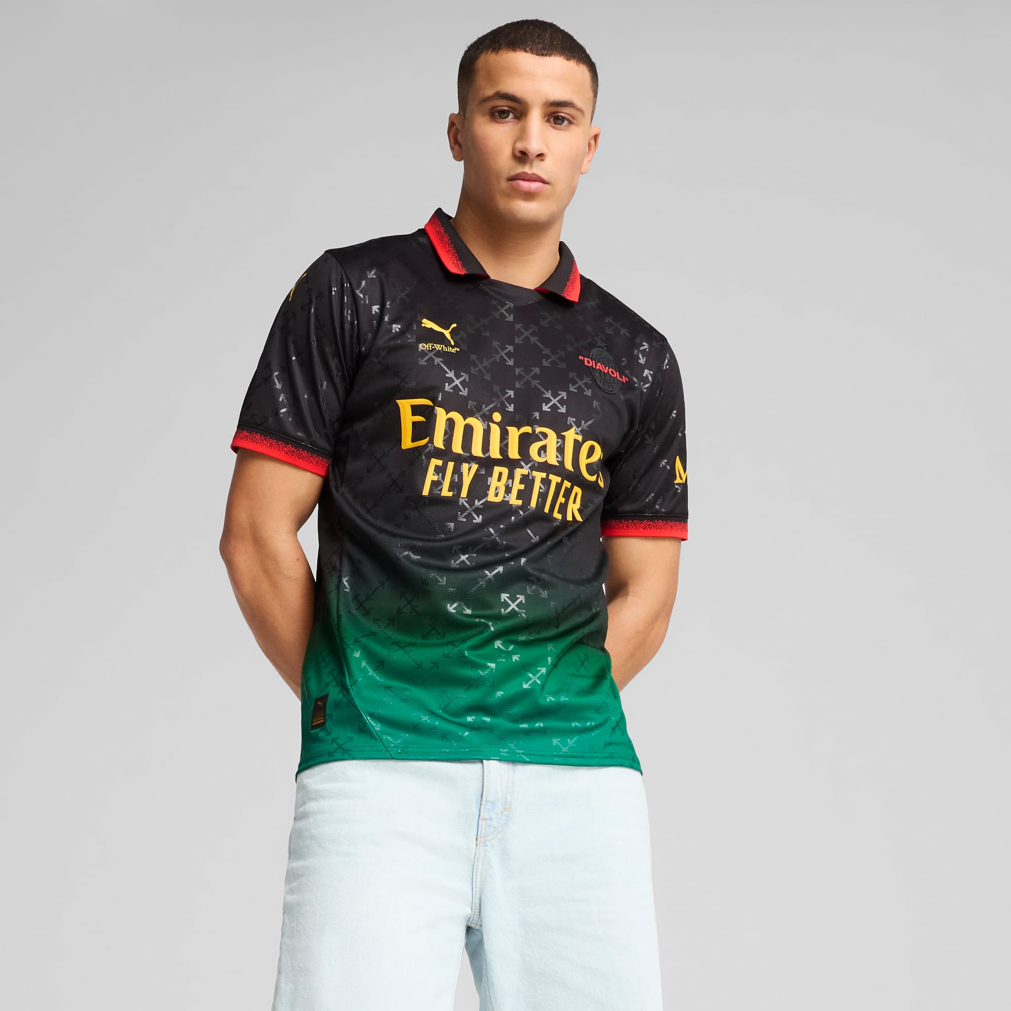工場直売 PUMA公式】メンズ ACミラン ユニフォーム 半袖 レプリカ Off-White x ウェア