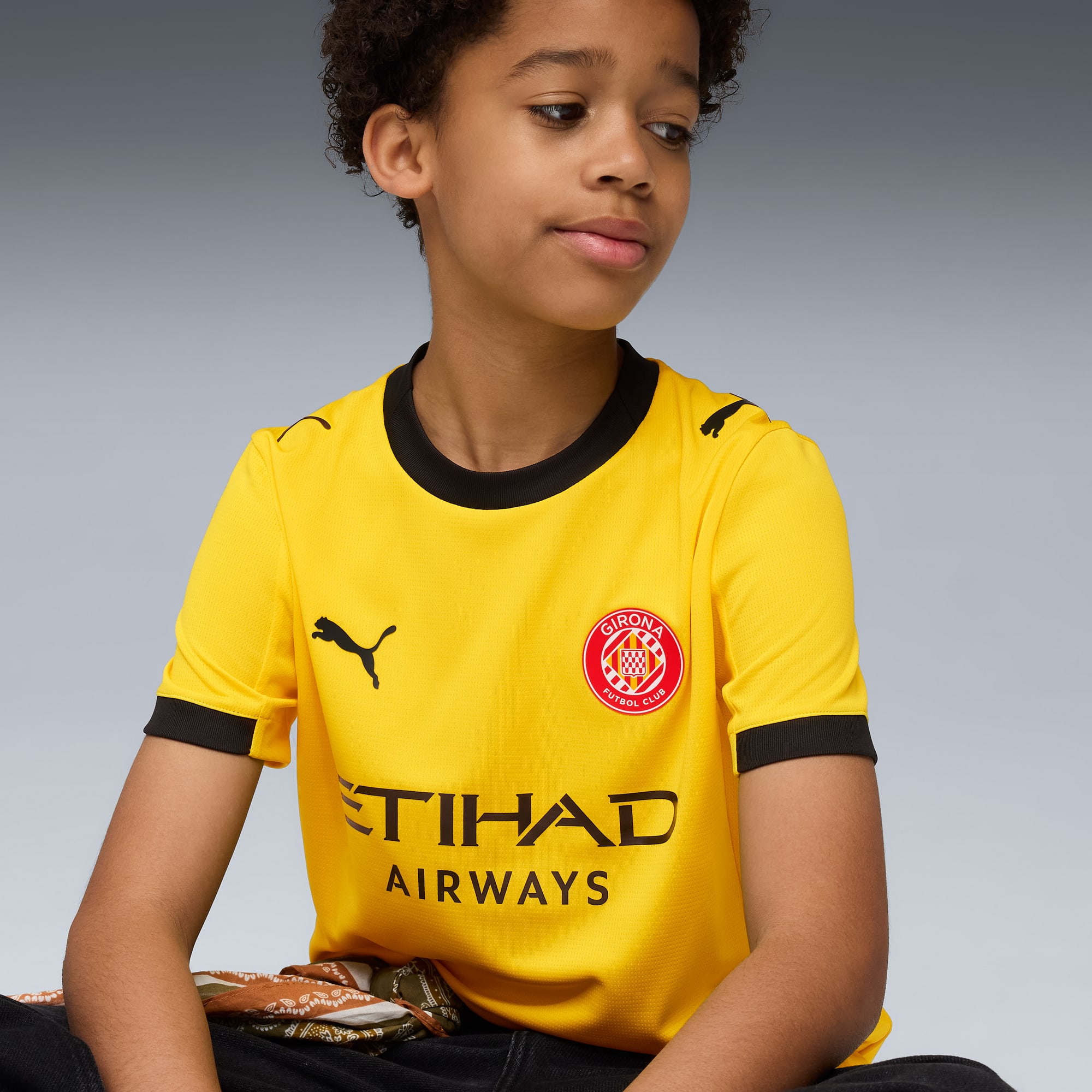 Maillot Away 25/26 Girona FC Enfant et Adolescent, Faster Yellow-PUMA Red, large