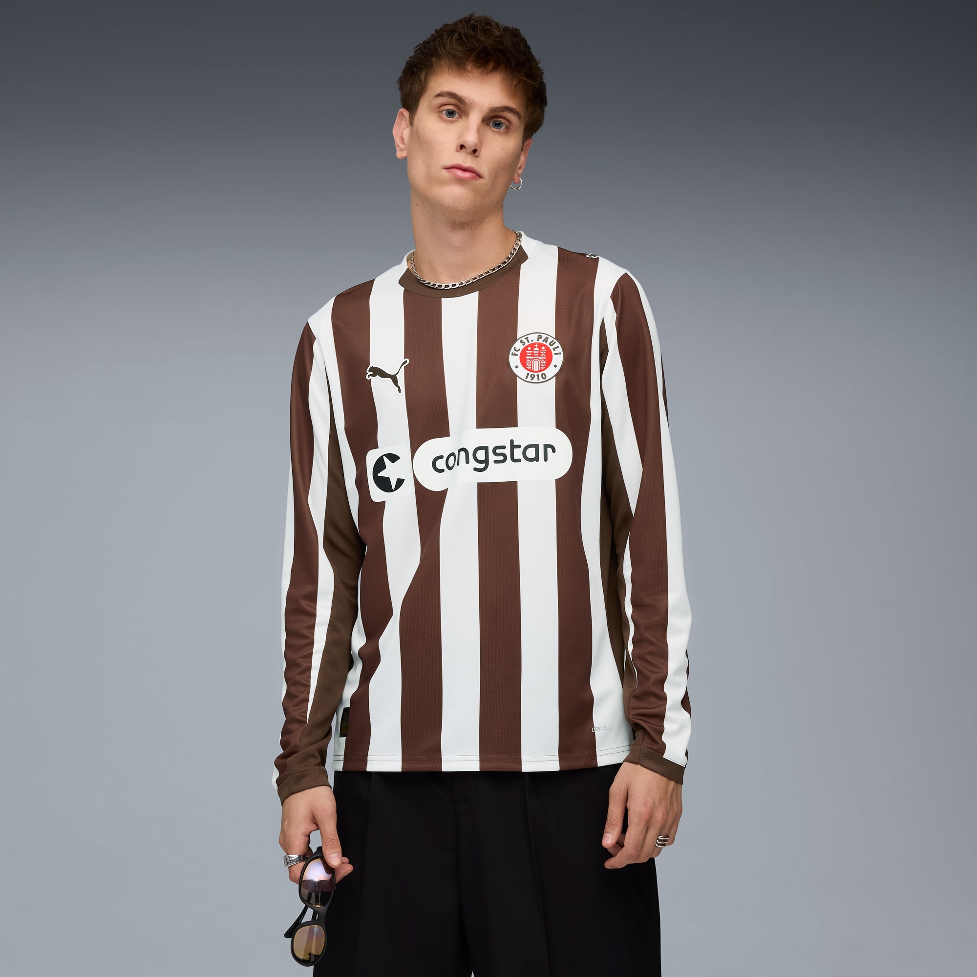 Maglia gara a maniche lunghe Home FC St. Pauli 25/26 da uomo, Espresso Brown-PUMA White, large