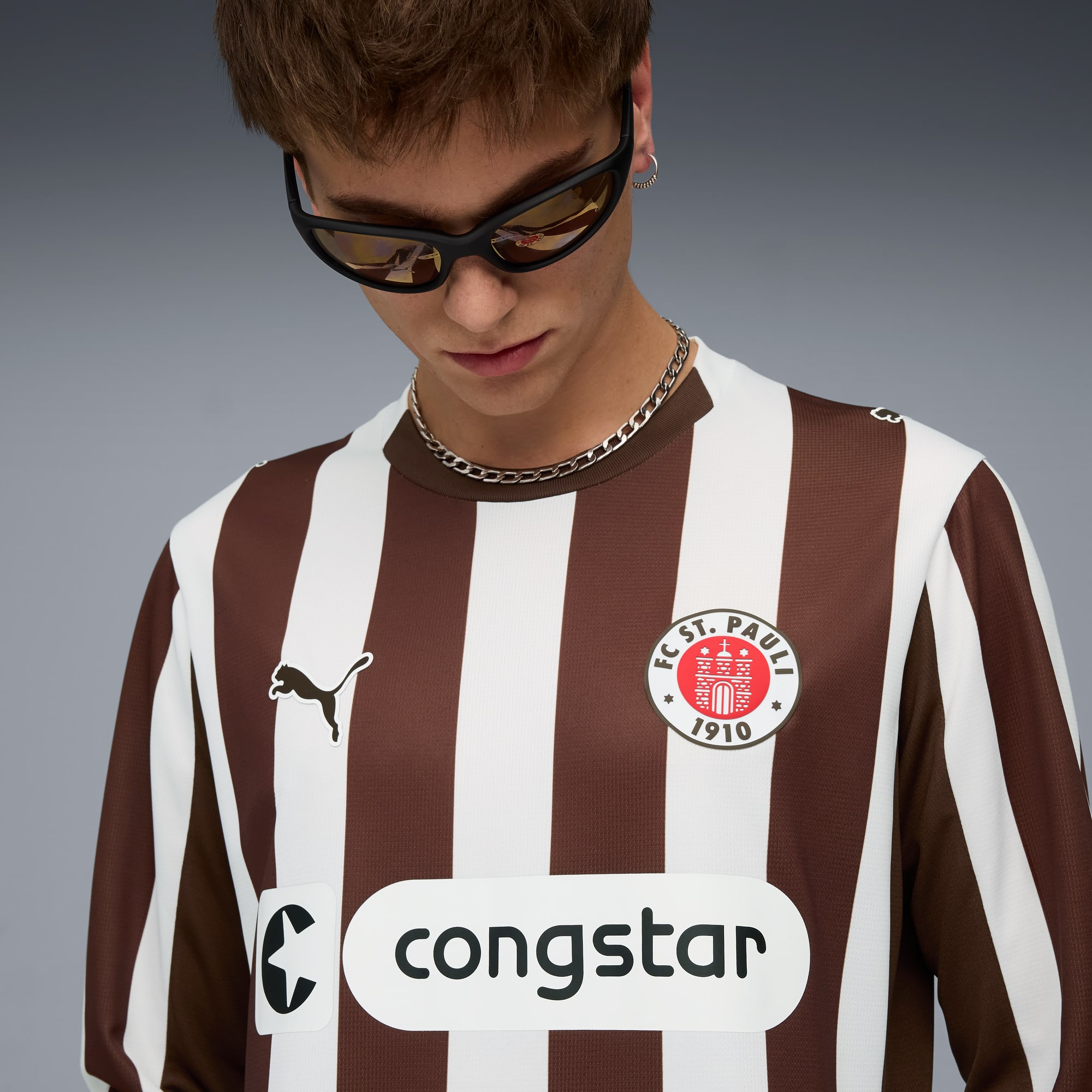 Maglia gara a maniche lunghe Home FC St. Pauli 25/26 da uomo, Espresso Brown-PUMA White, large