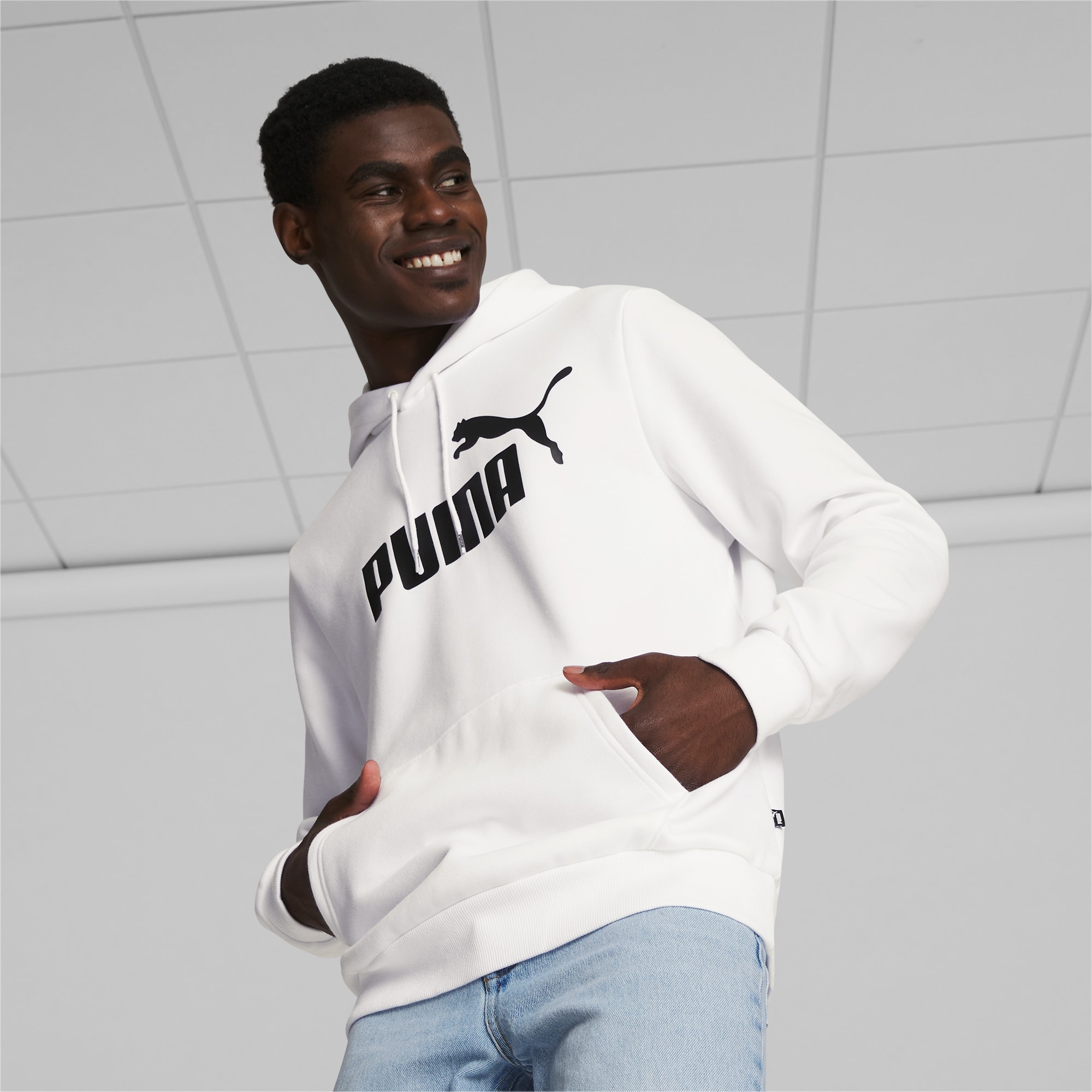 Men's Puma Essentials 2-Colour Logo Hoodie in Brown Size: 2XT | 100% Cotton | George Richards