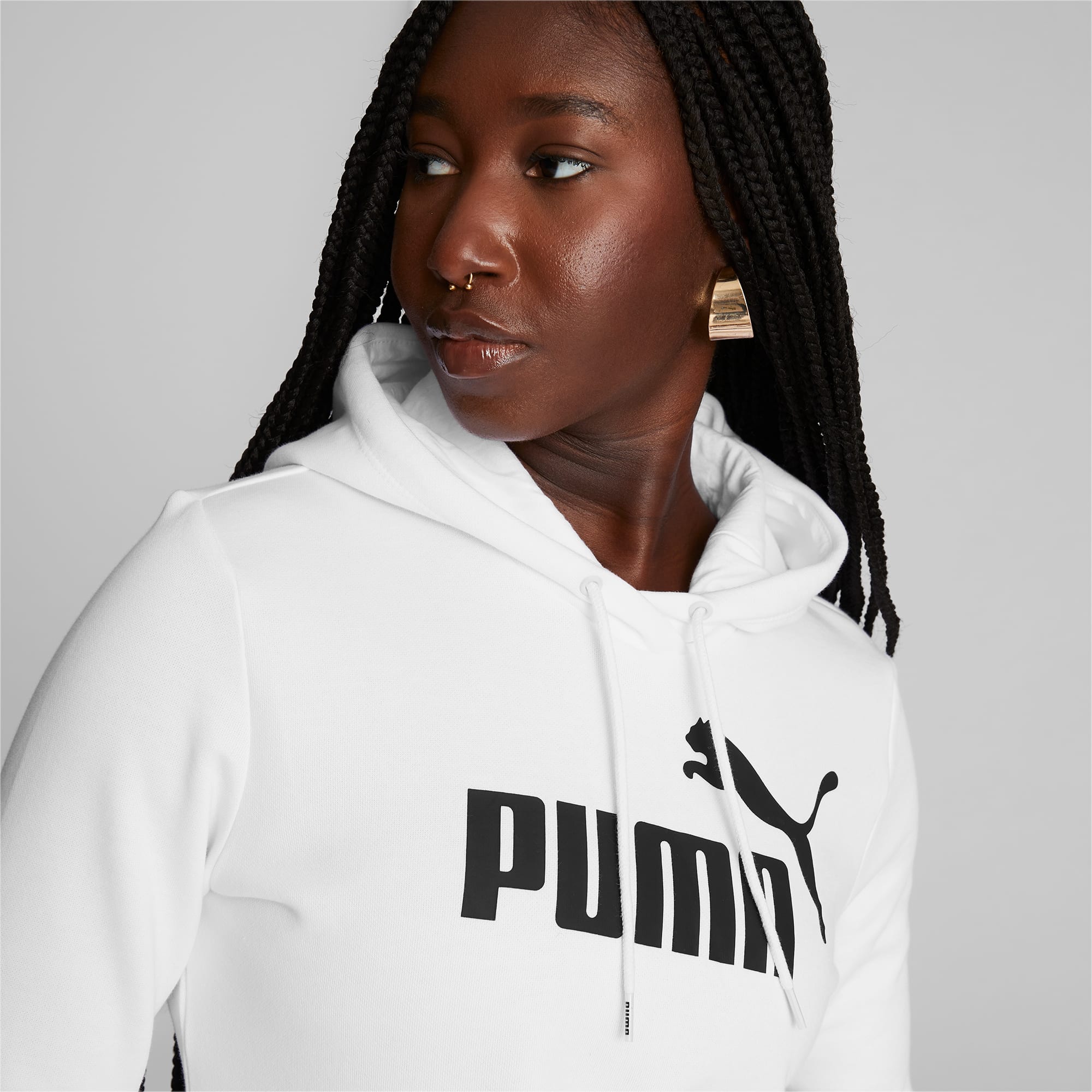 Puma Women's Essential Small Logo Full Zip Fleece Hoodie - Light Grey  Heather