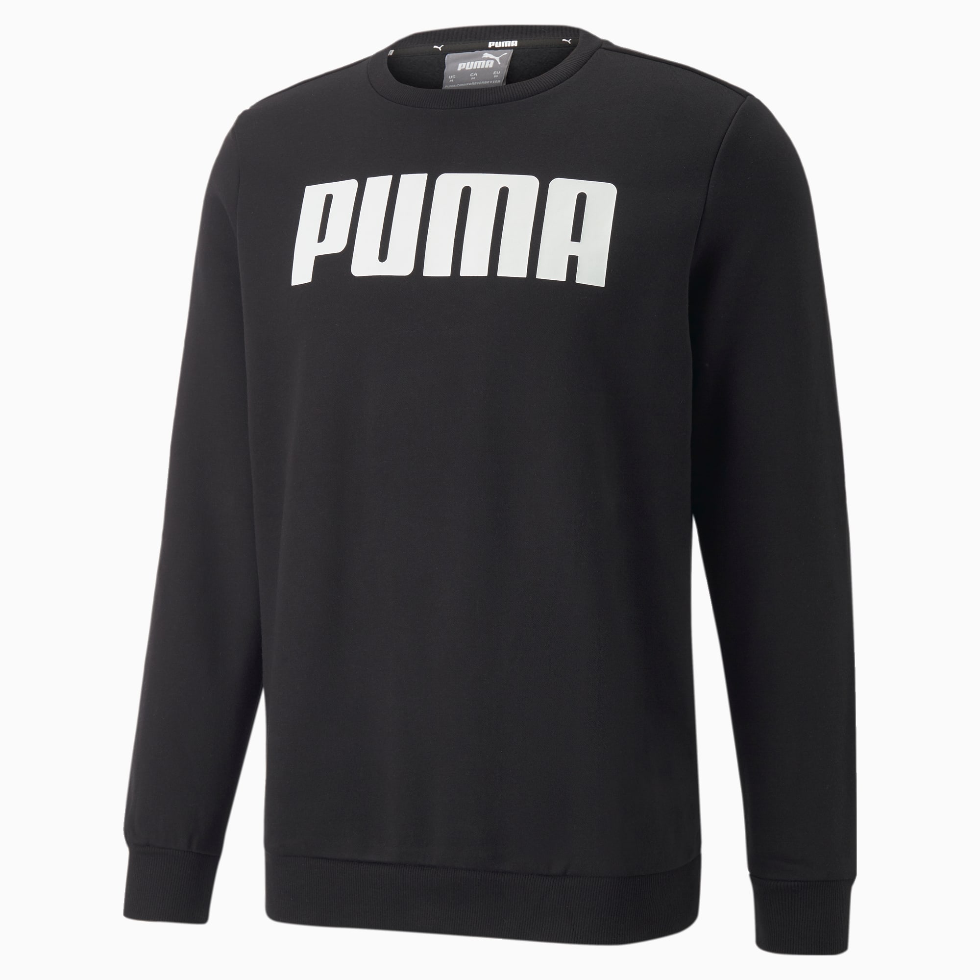 Essentials Herren Sweatshirt in voller Länge mit Rundhalsausschnitt, Puma Black, extralarge