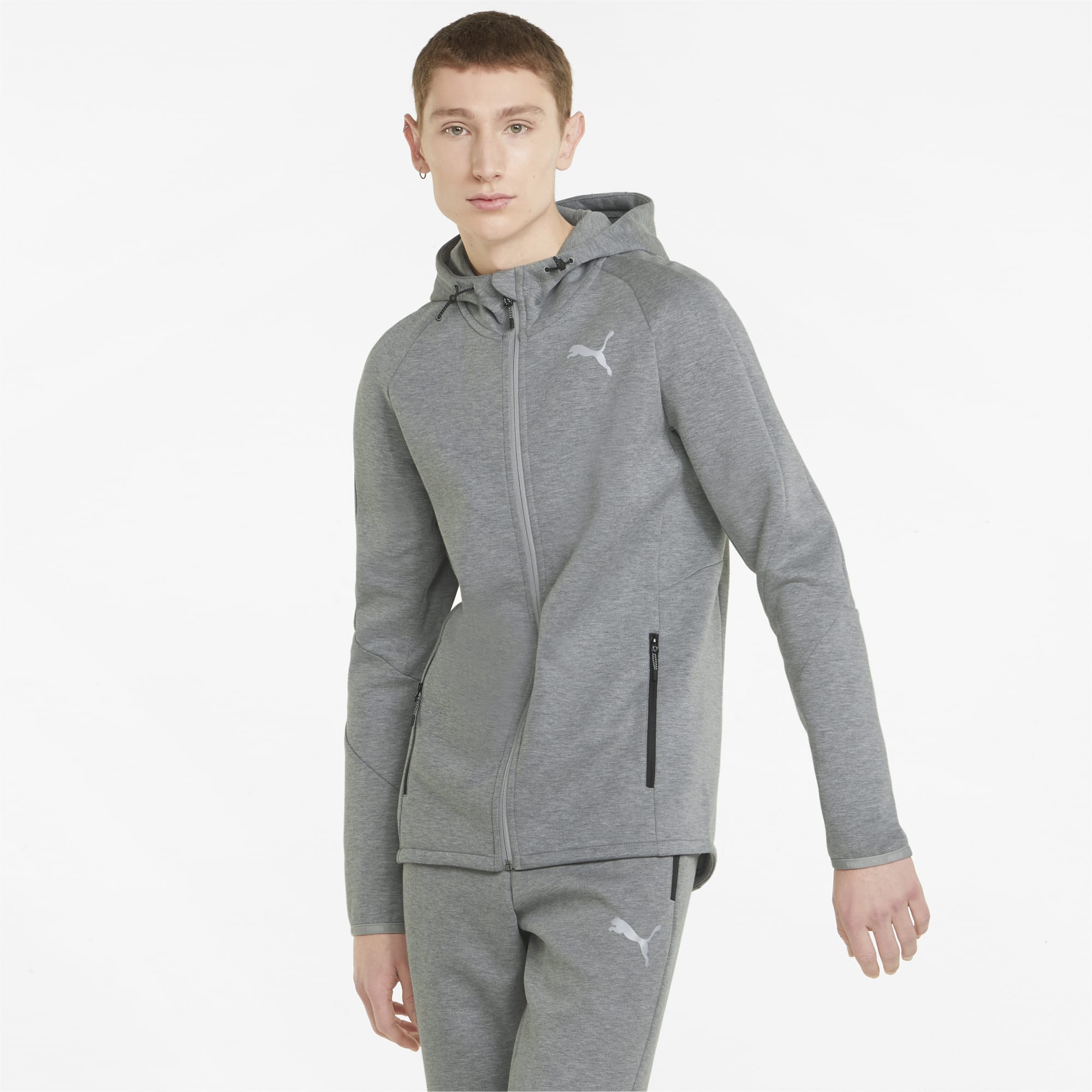 Grey puma zip up hoodie outlet