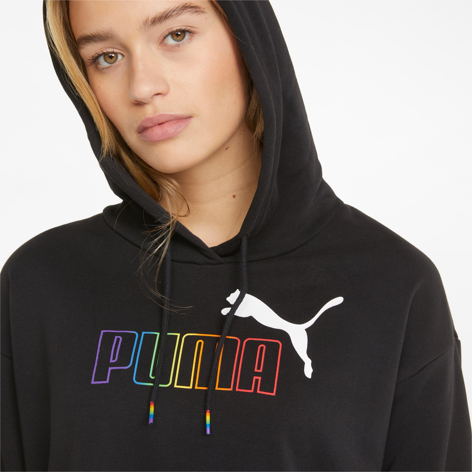 Essentials+ Cropped Women's Hoodie, Puma Black, large-SEA