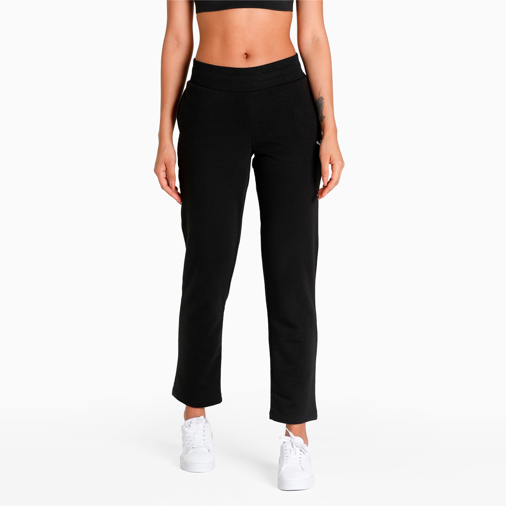 puma essentials skinny fit joggers in black