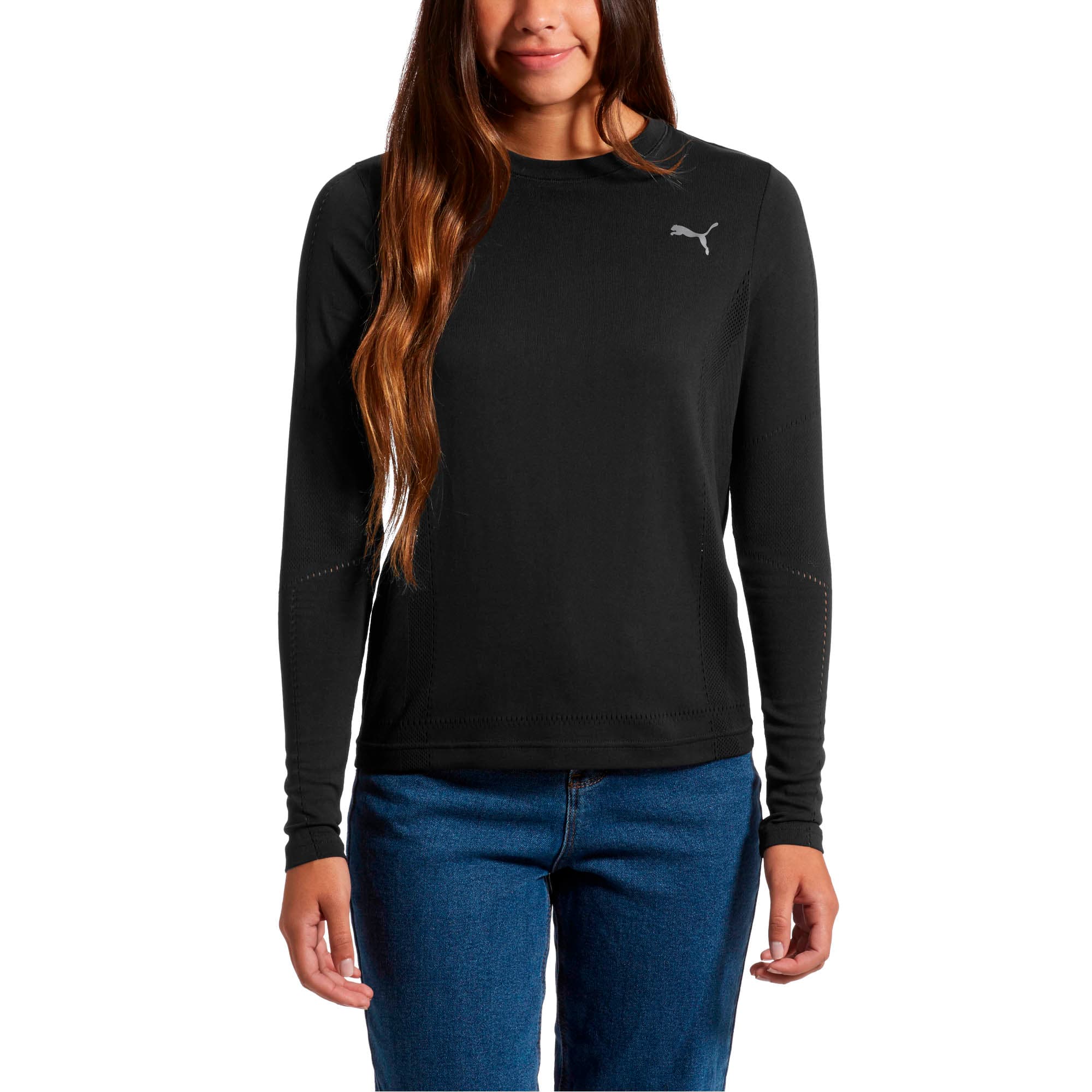 Puma Training Evoknit seamless 1/4 zip top in black