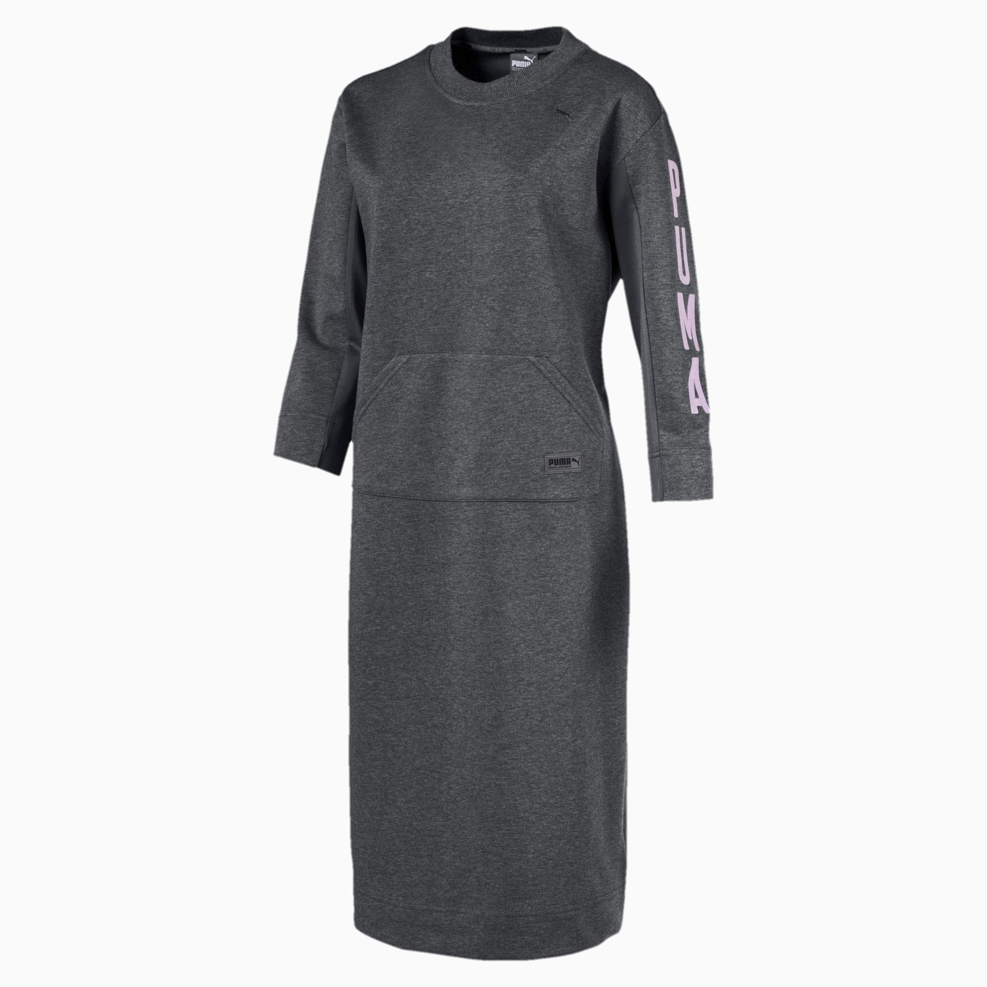 PUMA Women's Fusion Crew Sweat Dress W, Light Gray Heather/Foil