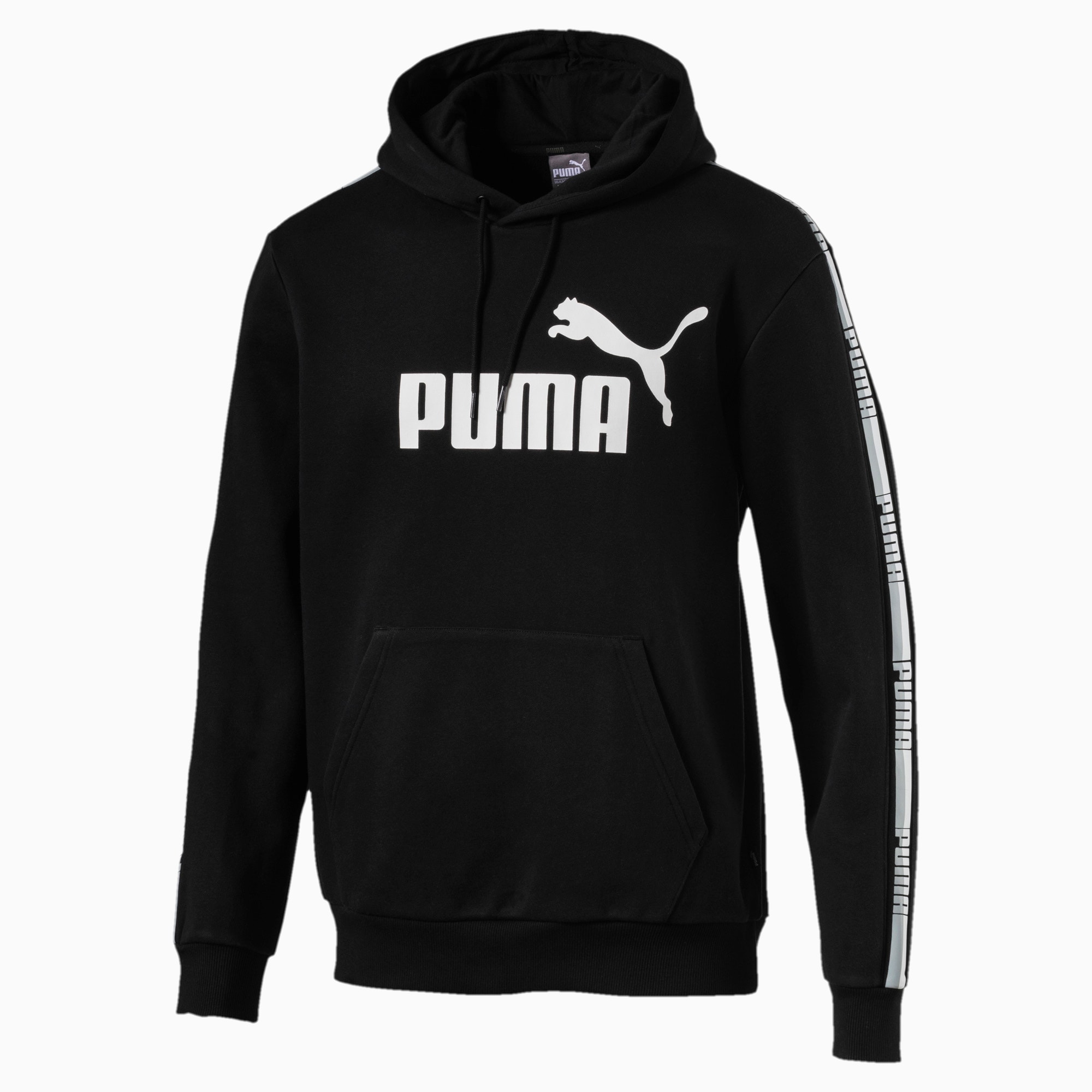 puma taped hoodie in black