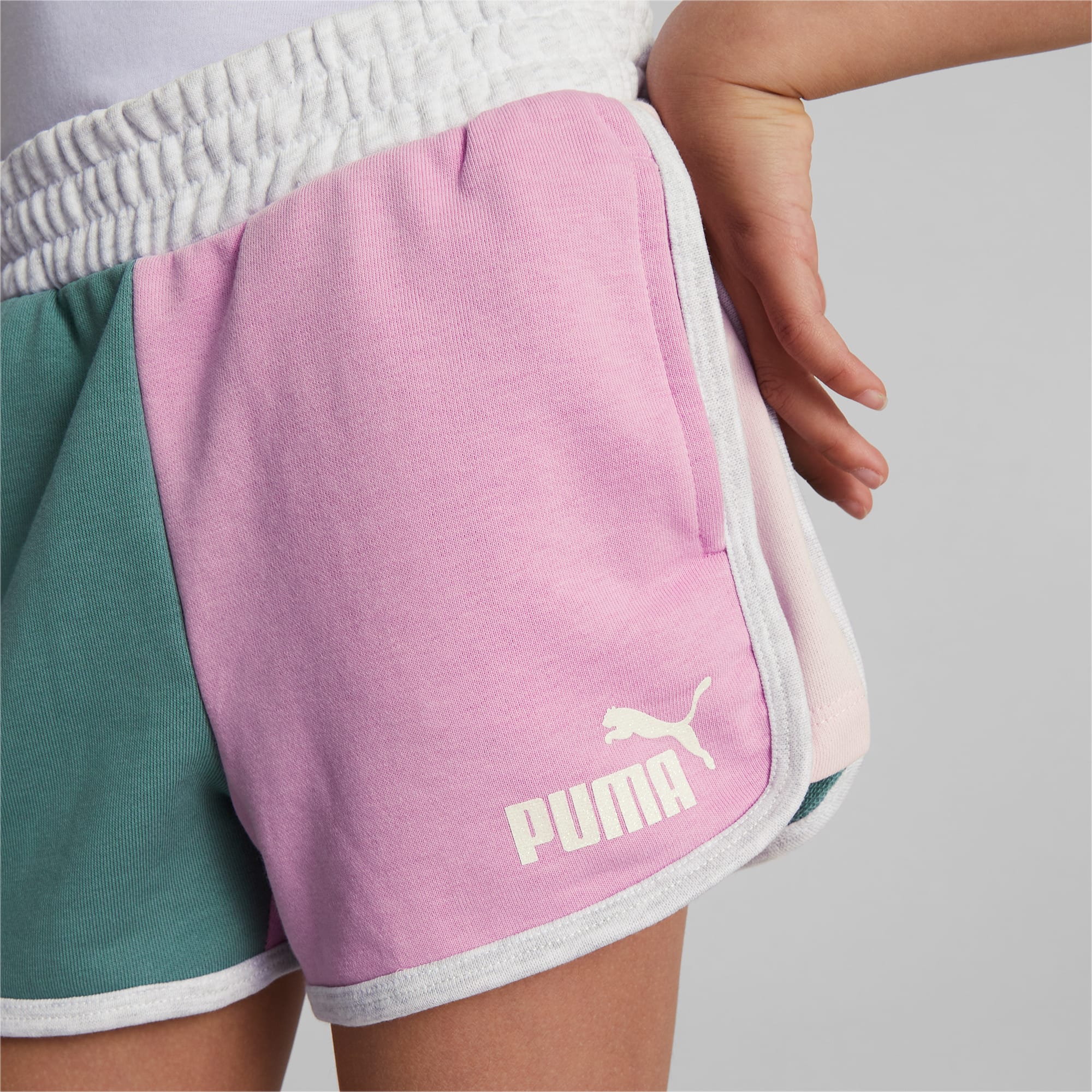 Puma shorts kids pink discount