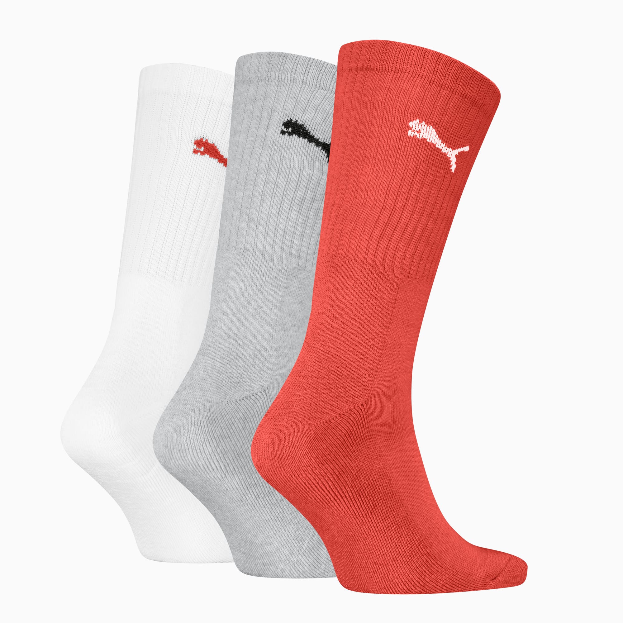 Crew Sock (3-Pack), red / grey, large