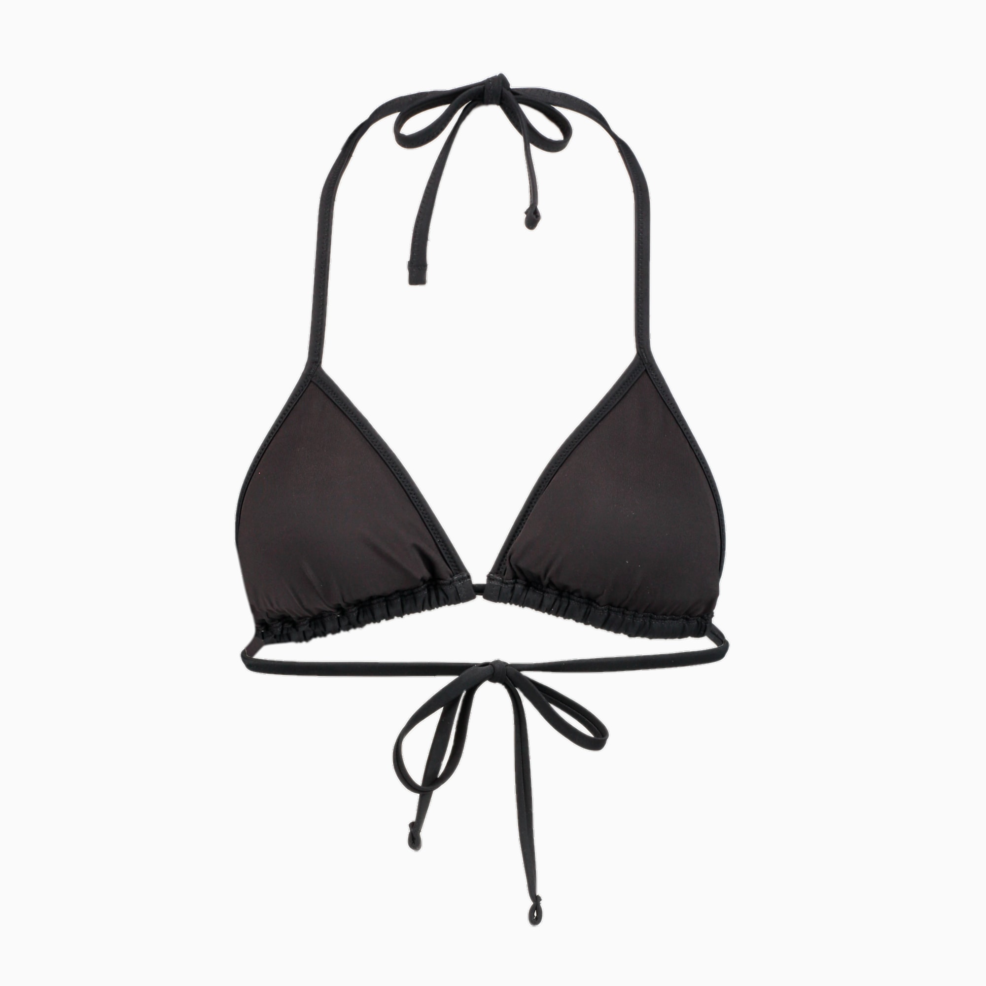 PUMA Swim Women's Triangle Bikini Top, black, large