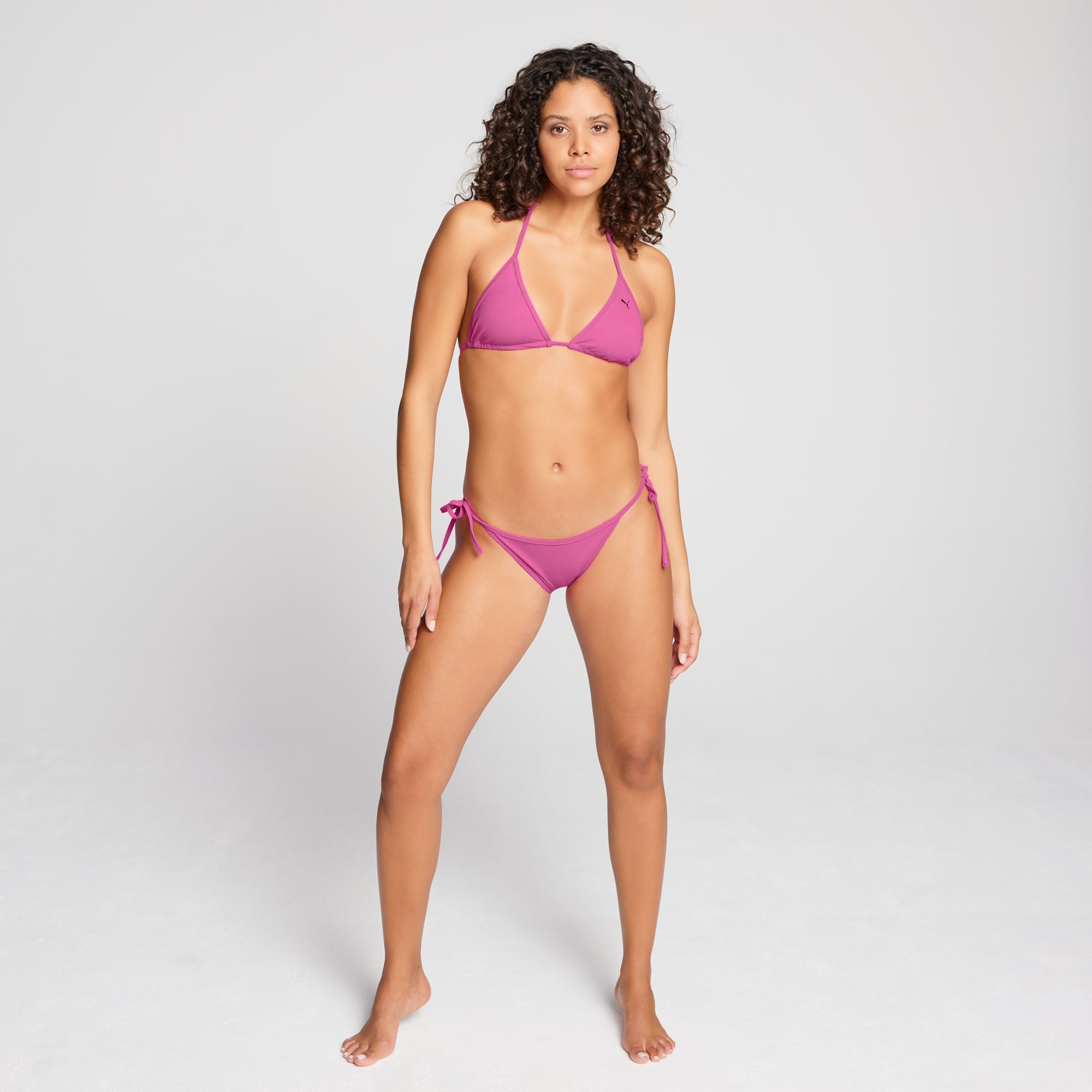 Top de bikini triangular para mujer PUMA Swim, fluo pink, large