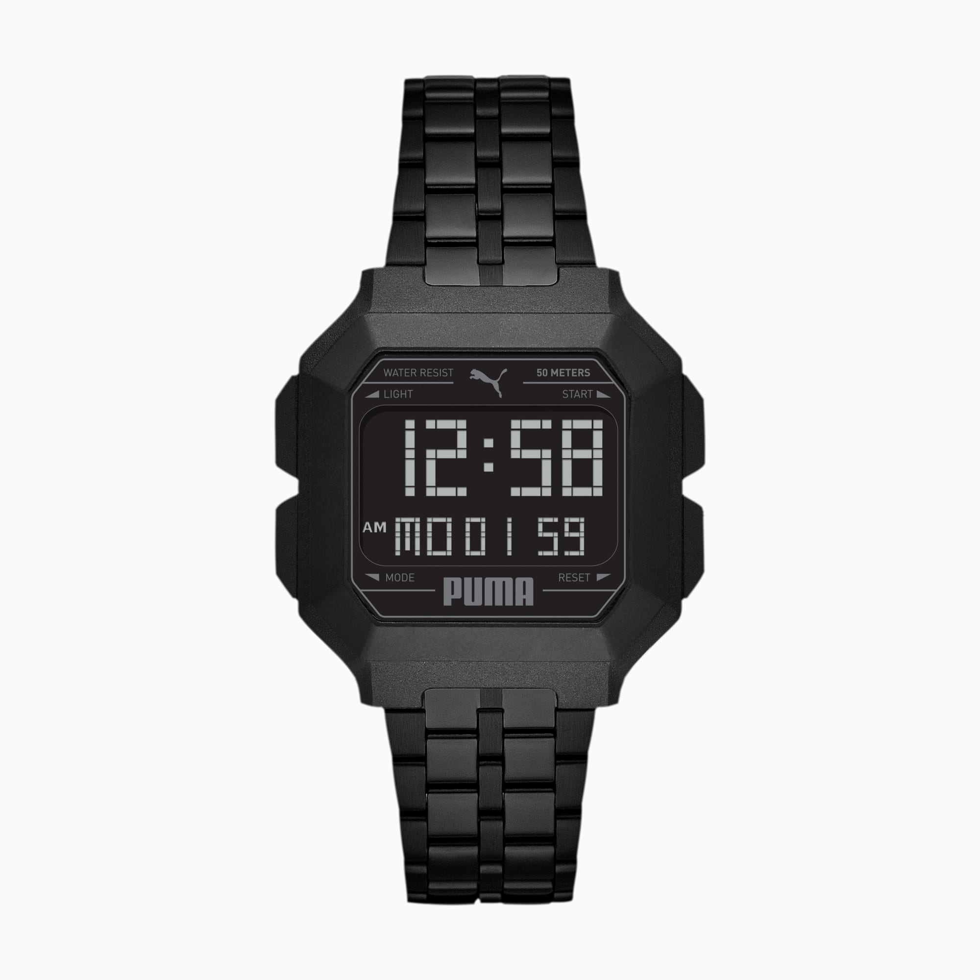 REMIX Stainless Steel Unisex Digital Watch, Black/Black, extralarge