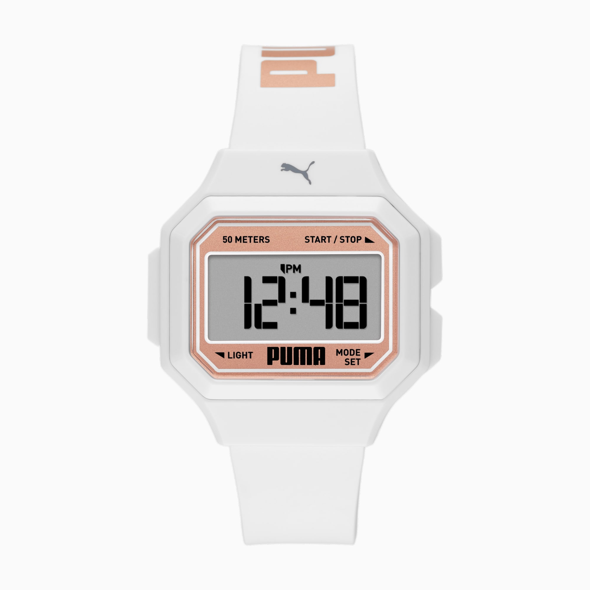Reloj PUMA Mini Remix LCD de poliuretano blanco PUMA