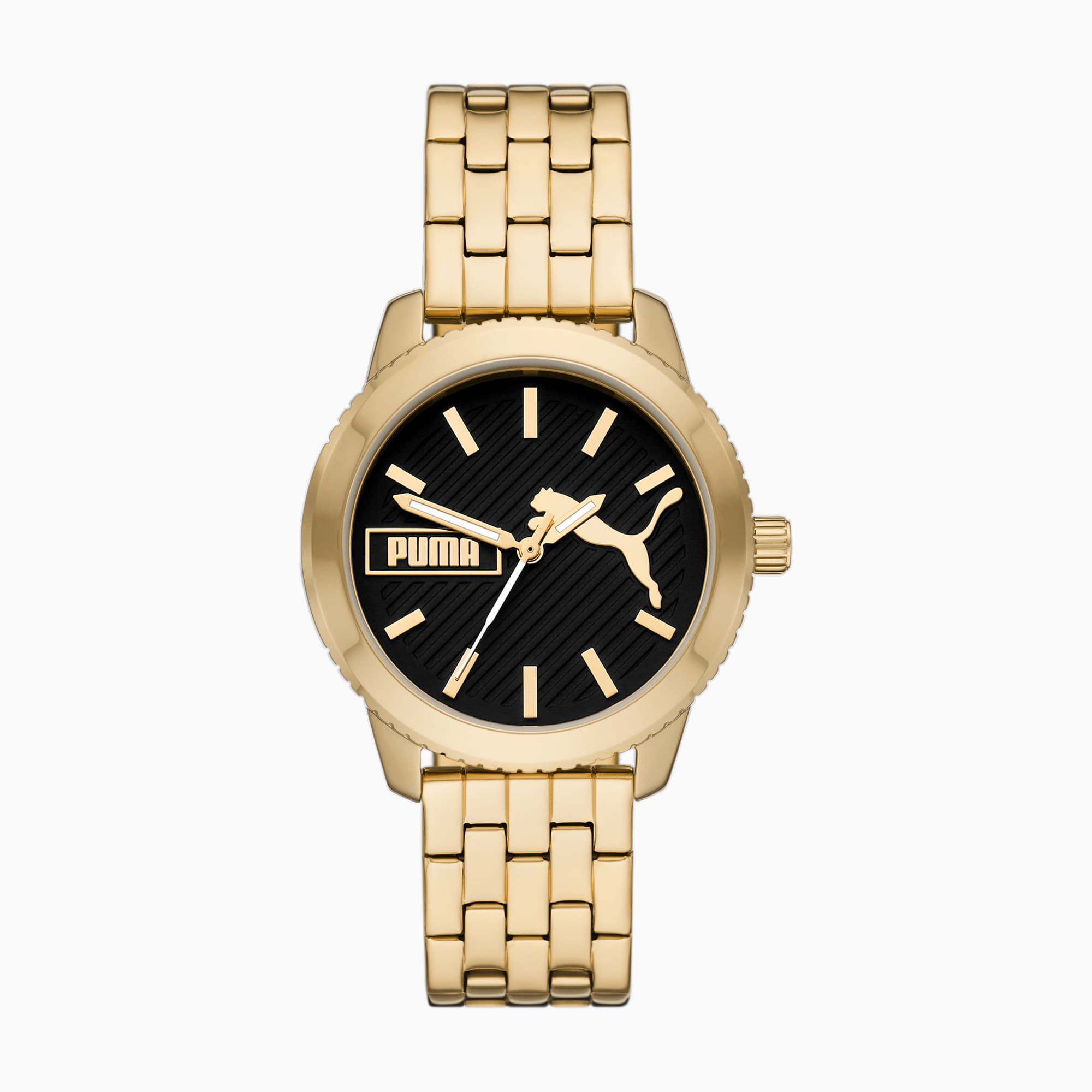 PUMA Ultrafresh Three-Hand Gold-Tone Stainless Steel Watch, Gold, extralarge