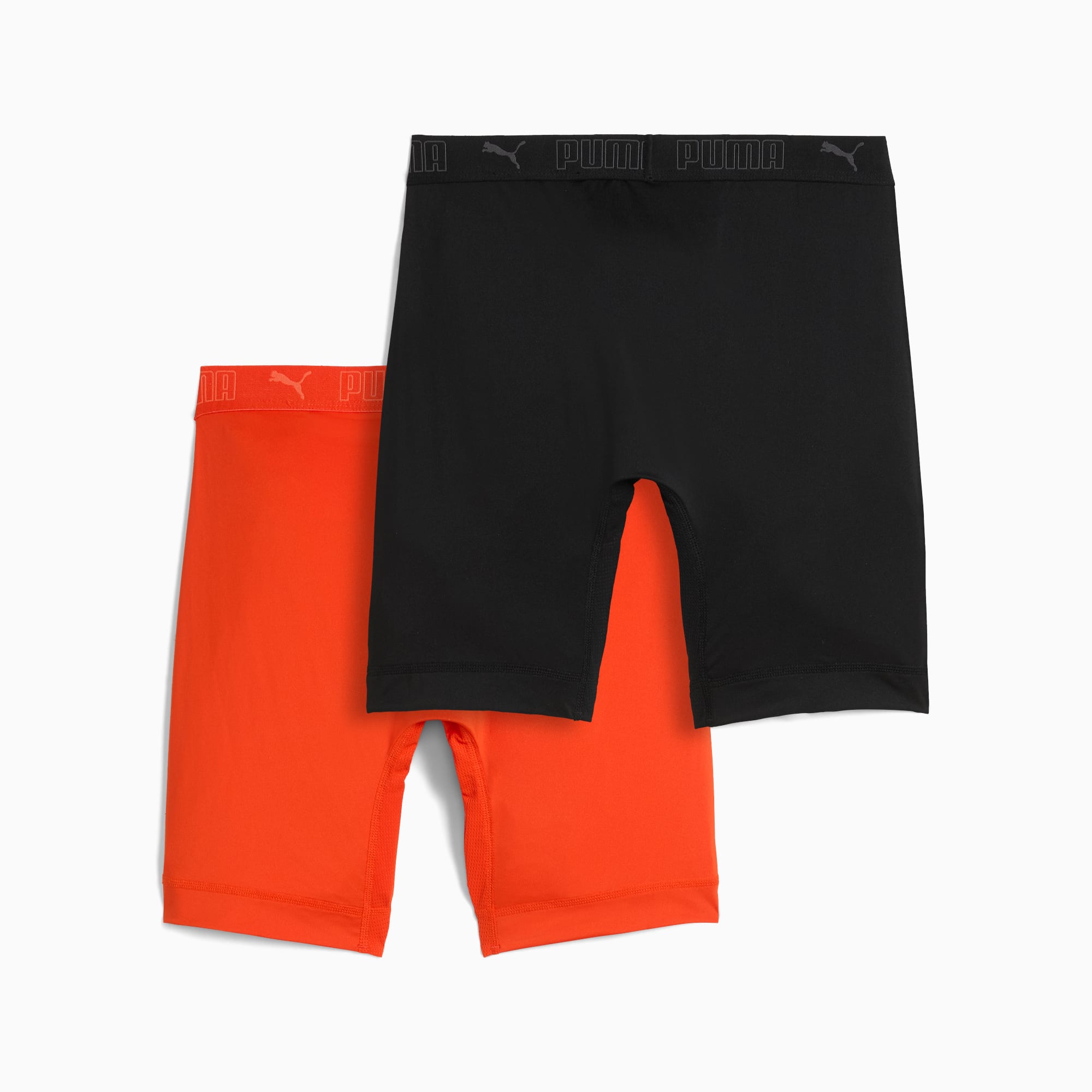 Sport Microfiber Long Boxers Men (2-Pack), Orange / Black, large