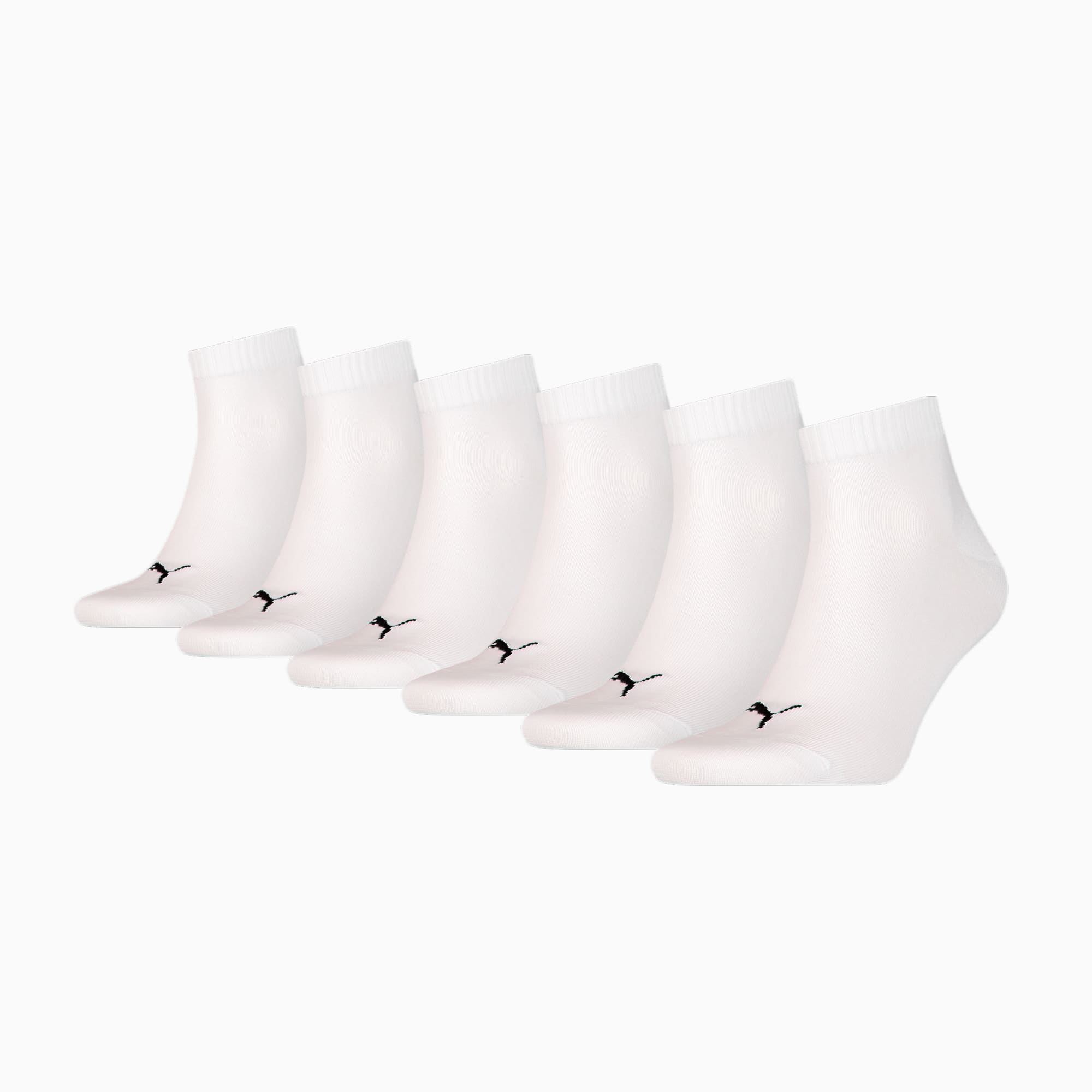 PUMA Unisex Quarter Socks 6 pack, white, large
