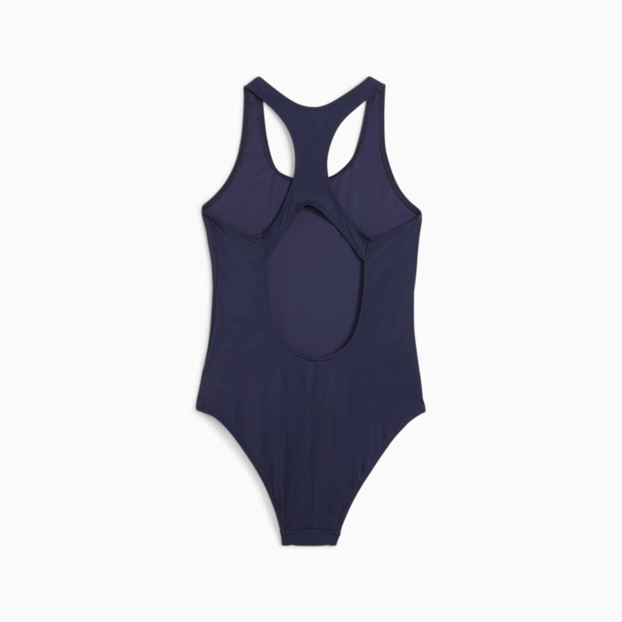 PUMA Girls' Racerback Swimsuit, navy, large