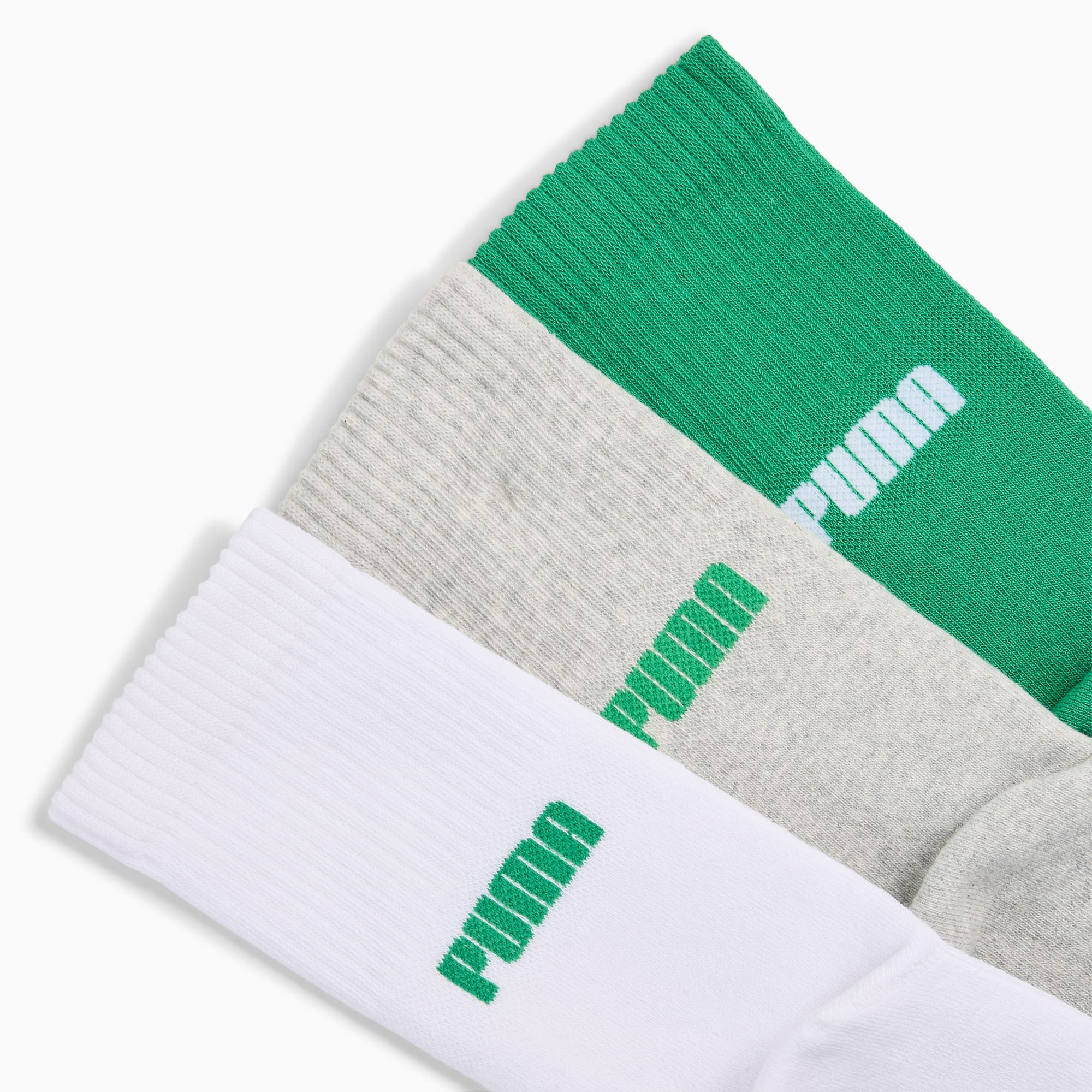 Lot de 3 paires de chaussettes de sport mi-hautes PUMA, green combo, large