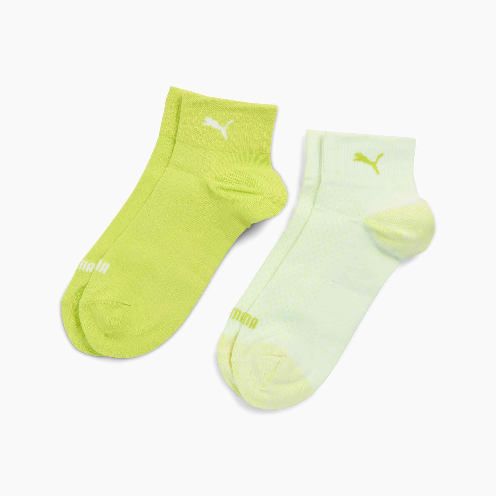 PUMA Women's Quarter Socks 2 pack, lime, large